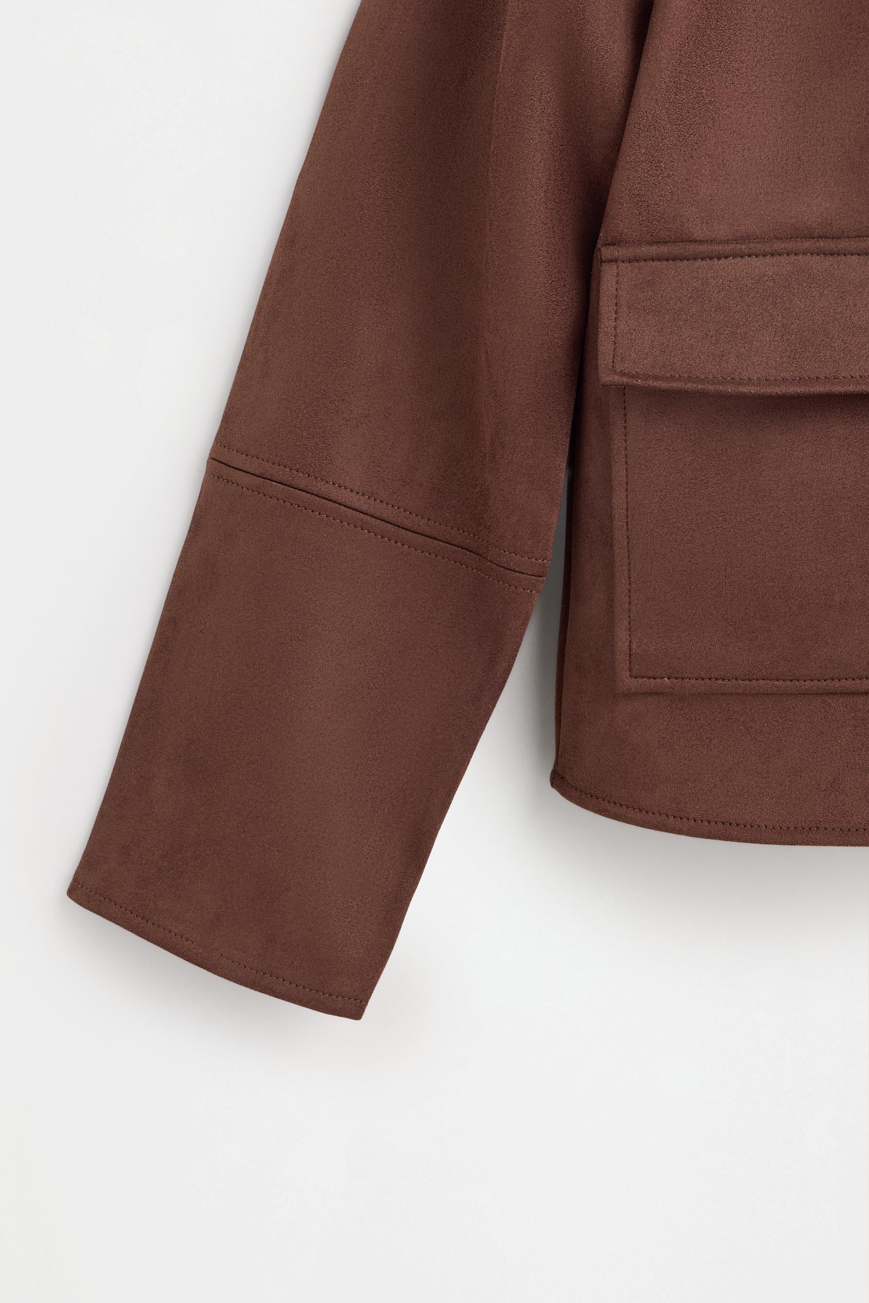 Faux suede jacket — CHOCOLATE BROWN
