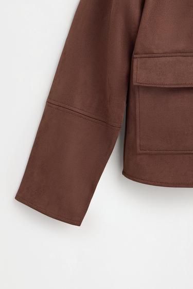 Faux suede jacket — CHOCOLATE BROWN 8