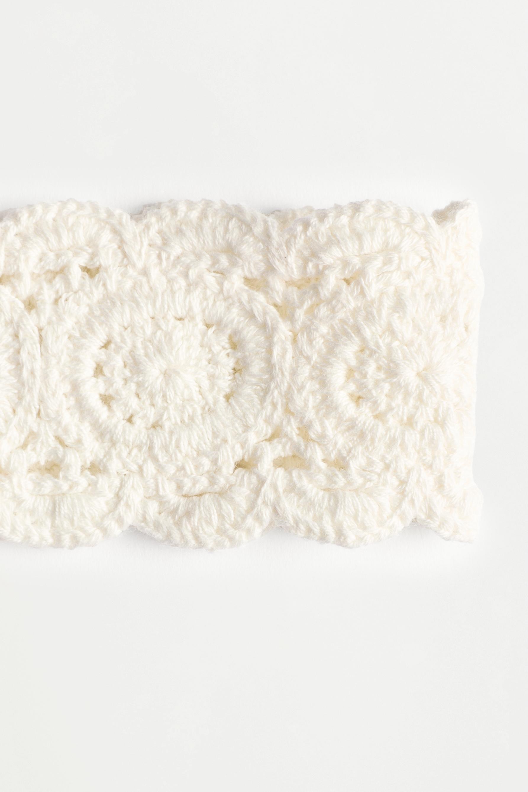 Crochet-effect headband — ECRU/WHITE