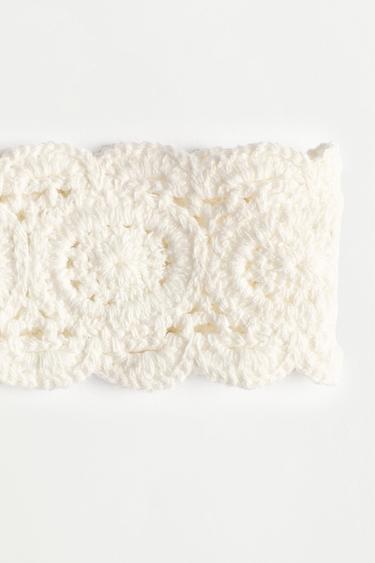 Crochet-effect headband — ECRU/WHITE 4