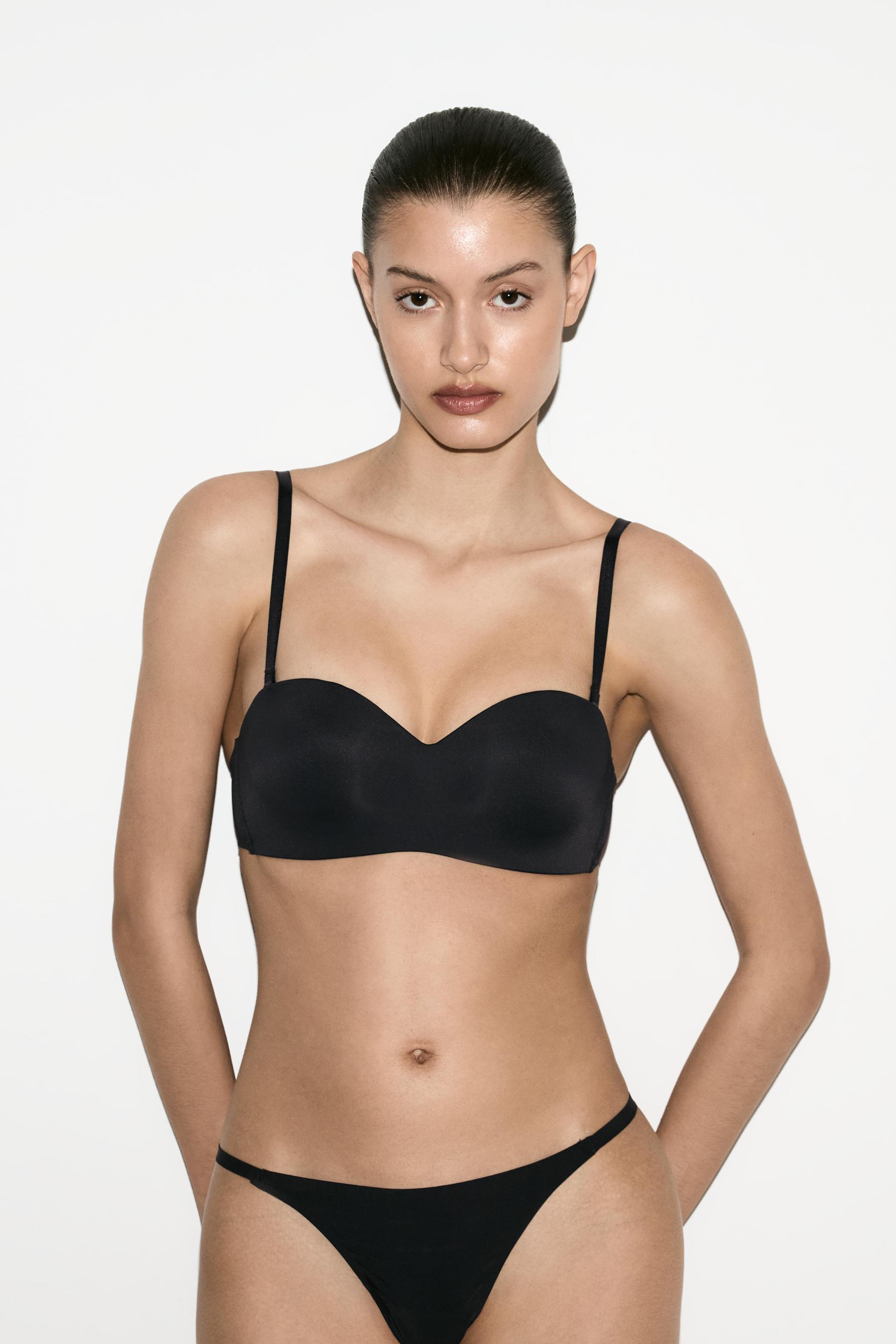 Pre-shaped bandeau bra — BLACK