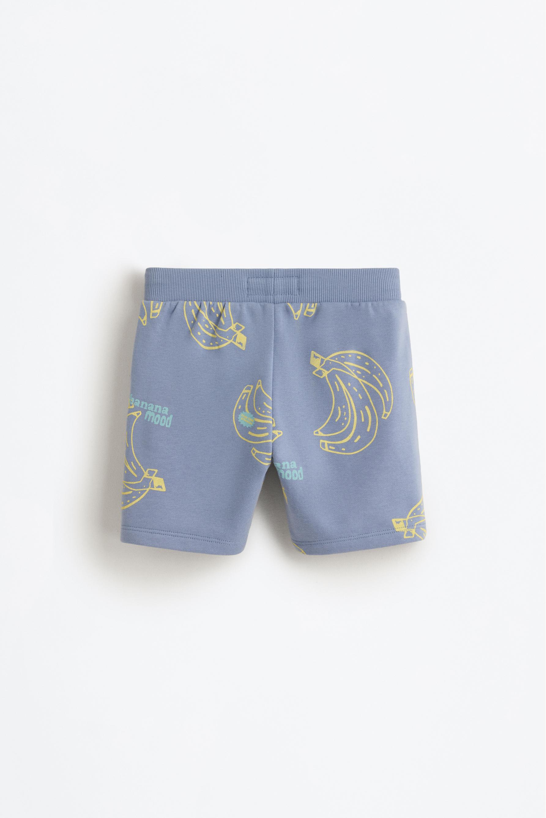 Printed plush Bermuda shorts — LAVENDER BLUE
