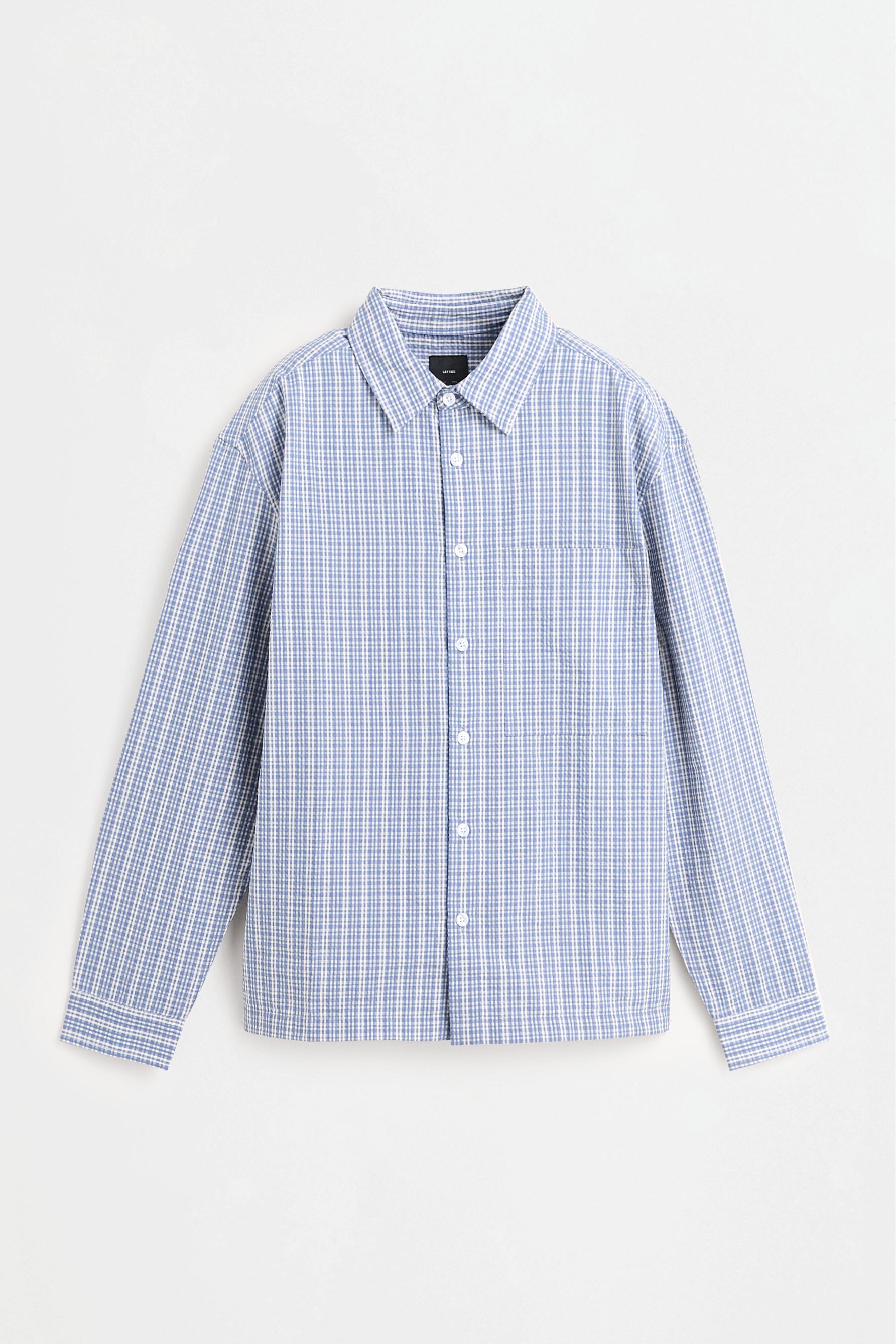Textured check shirt — MEDIUM BLUE