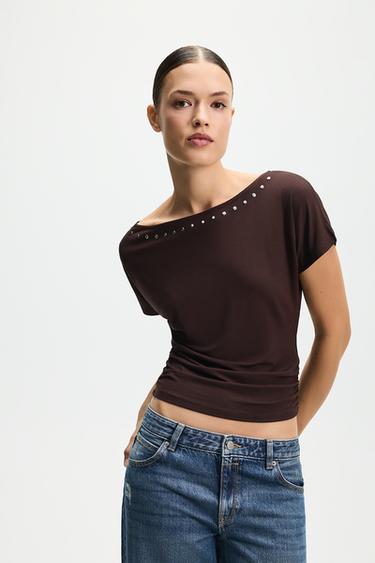 Studded T-shirt — CHOCOLATE 1