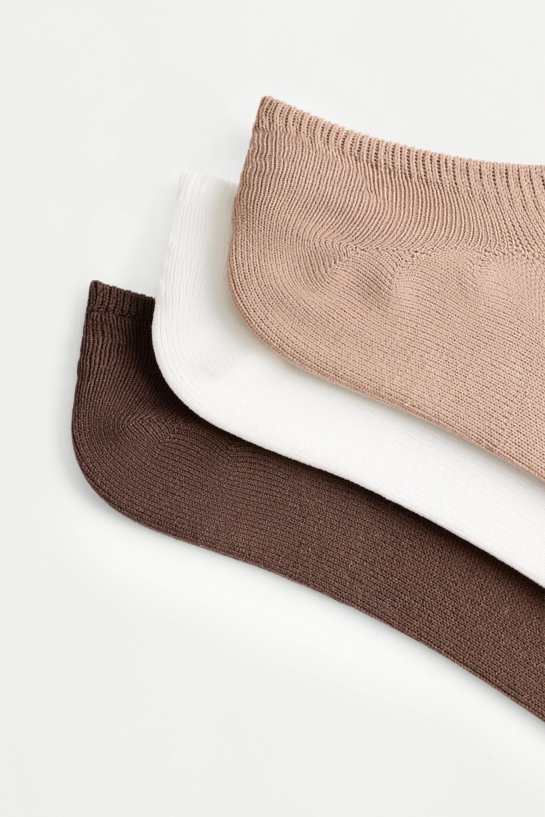 No-show sports socks (3-pack) — CHOCOLATE