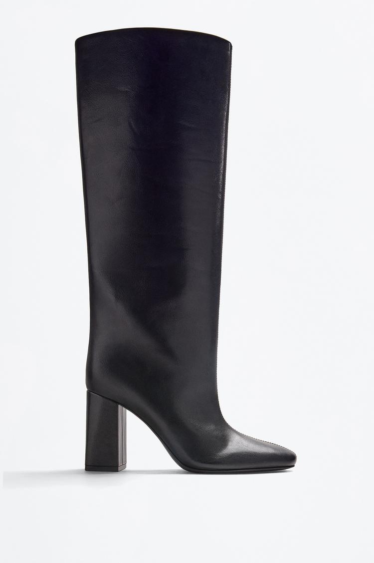 Knee-high heeled boots — BLACK