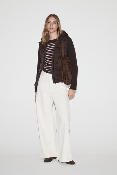 Combined quilted jacket — CHOCOLATE 2
