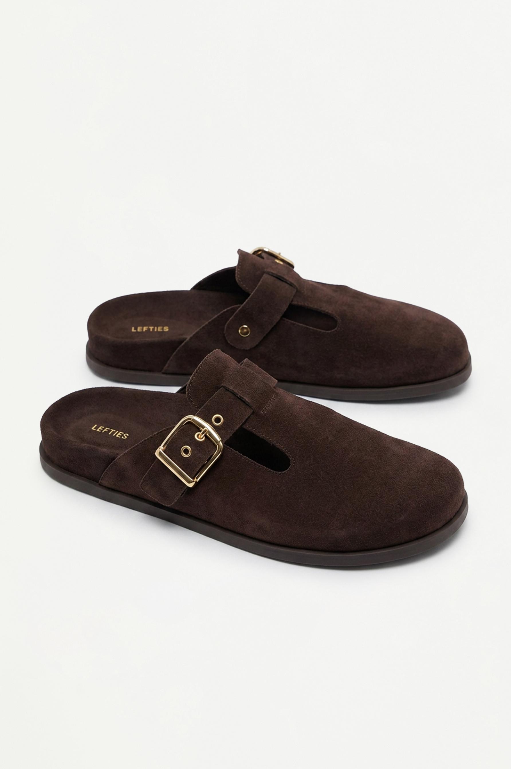Faux suede clogs — BROWN