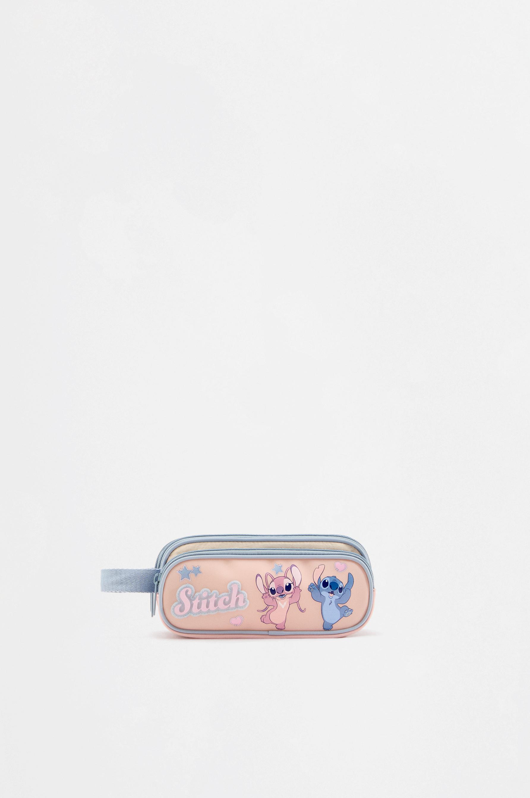 Stitch & Angel ©Disney triple-zip pencil case — PALE PINK