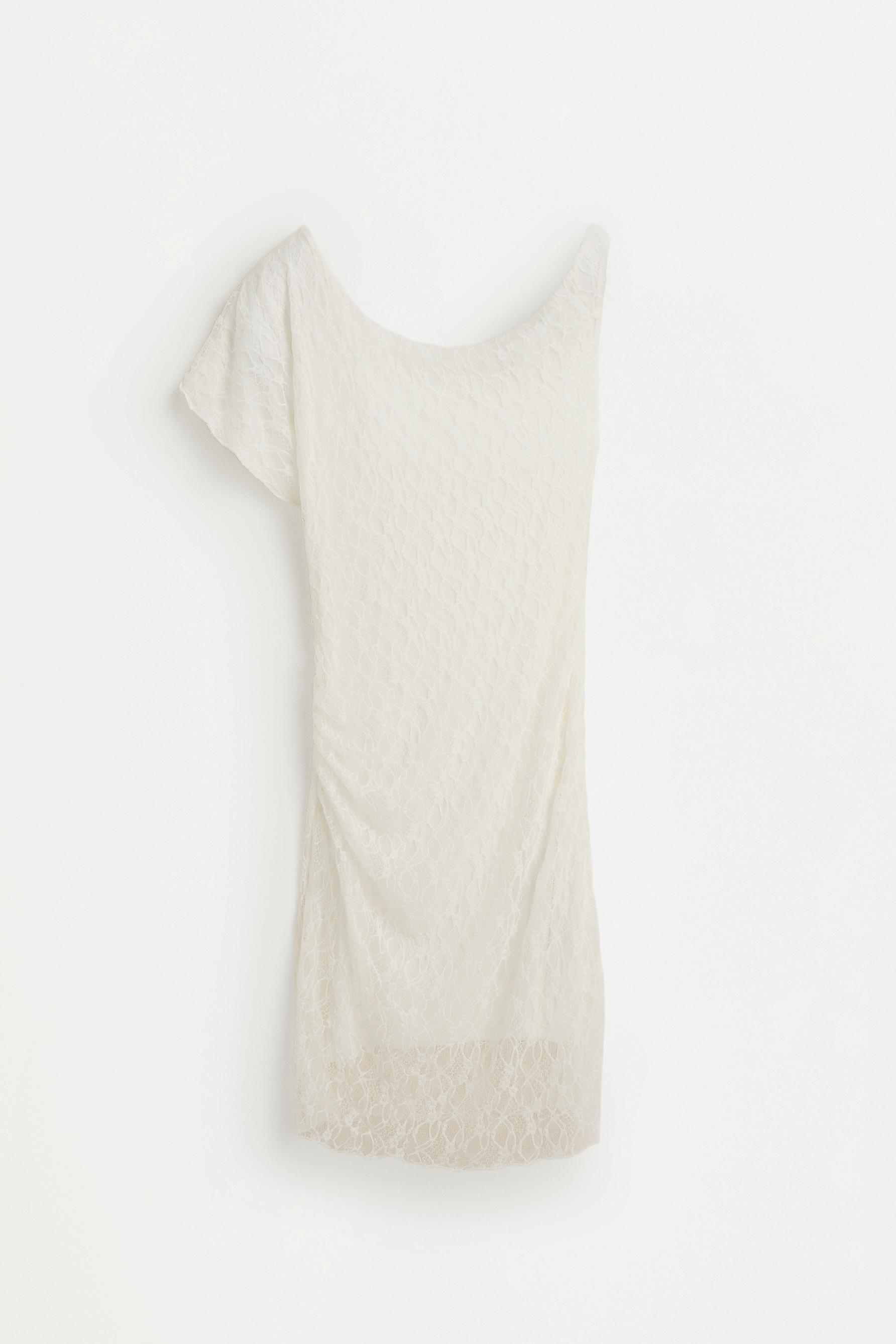 Asymmetric lace dress — OFF WHITE