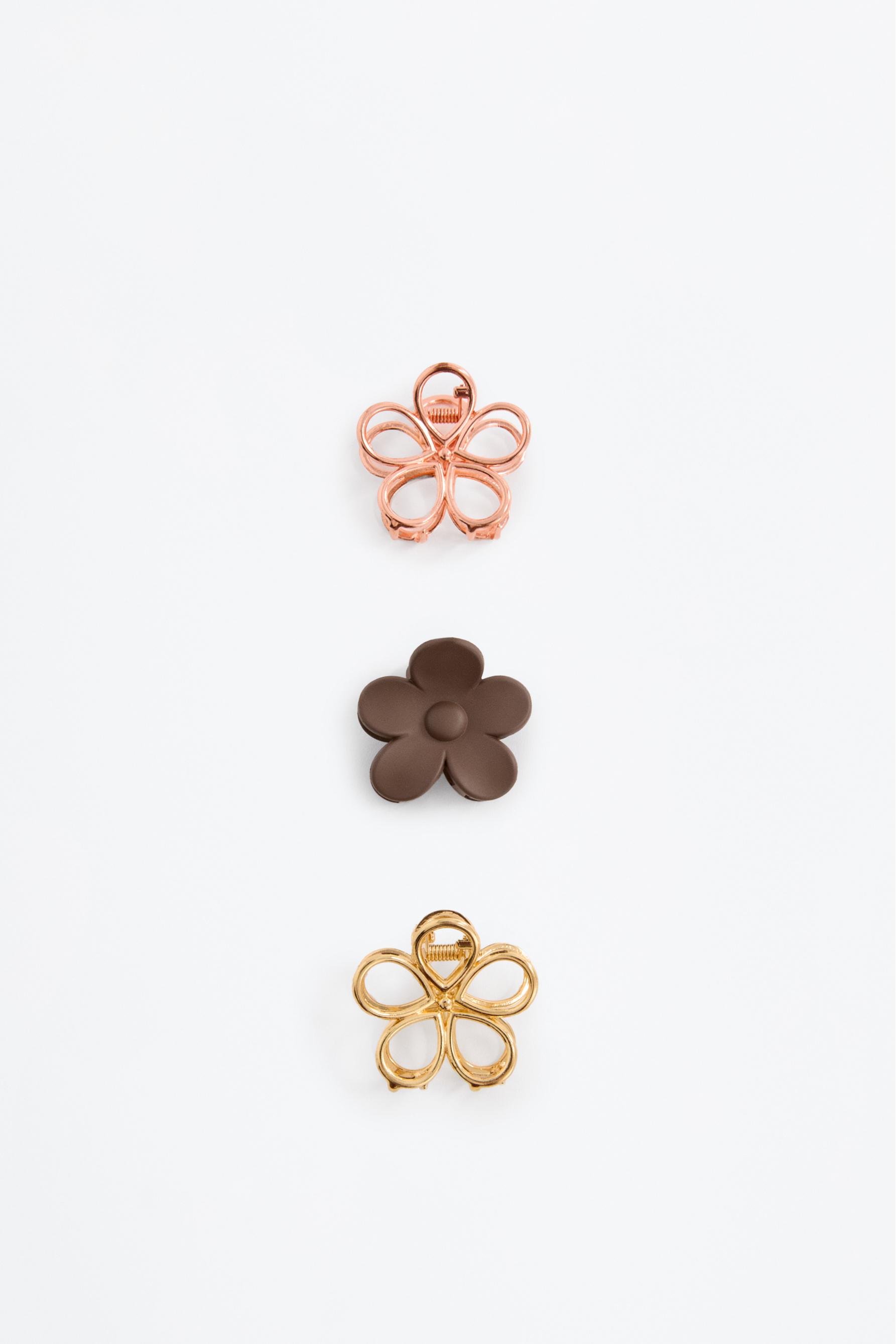 Pack of 3 floral hair clips — VARIOUS