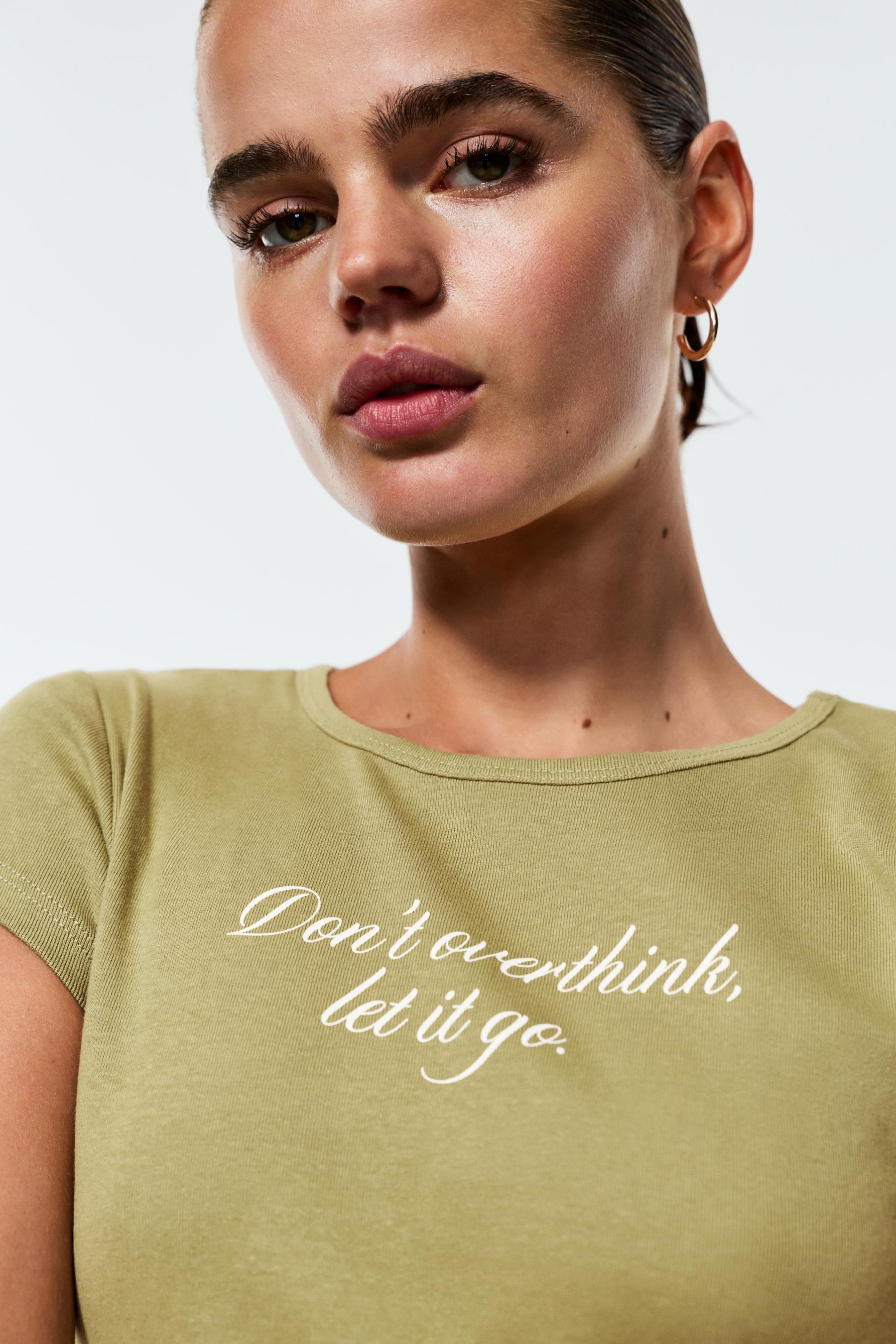 Printed Cropped T-Shirt — SAGE GREEN