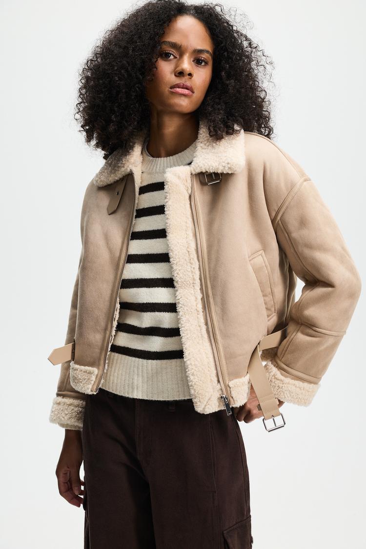 Short double-faced jacket — GREY/BEIGE