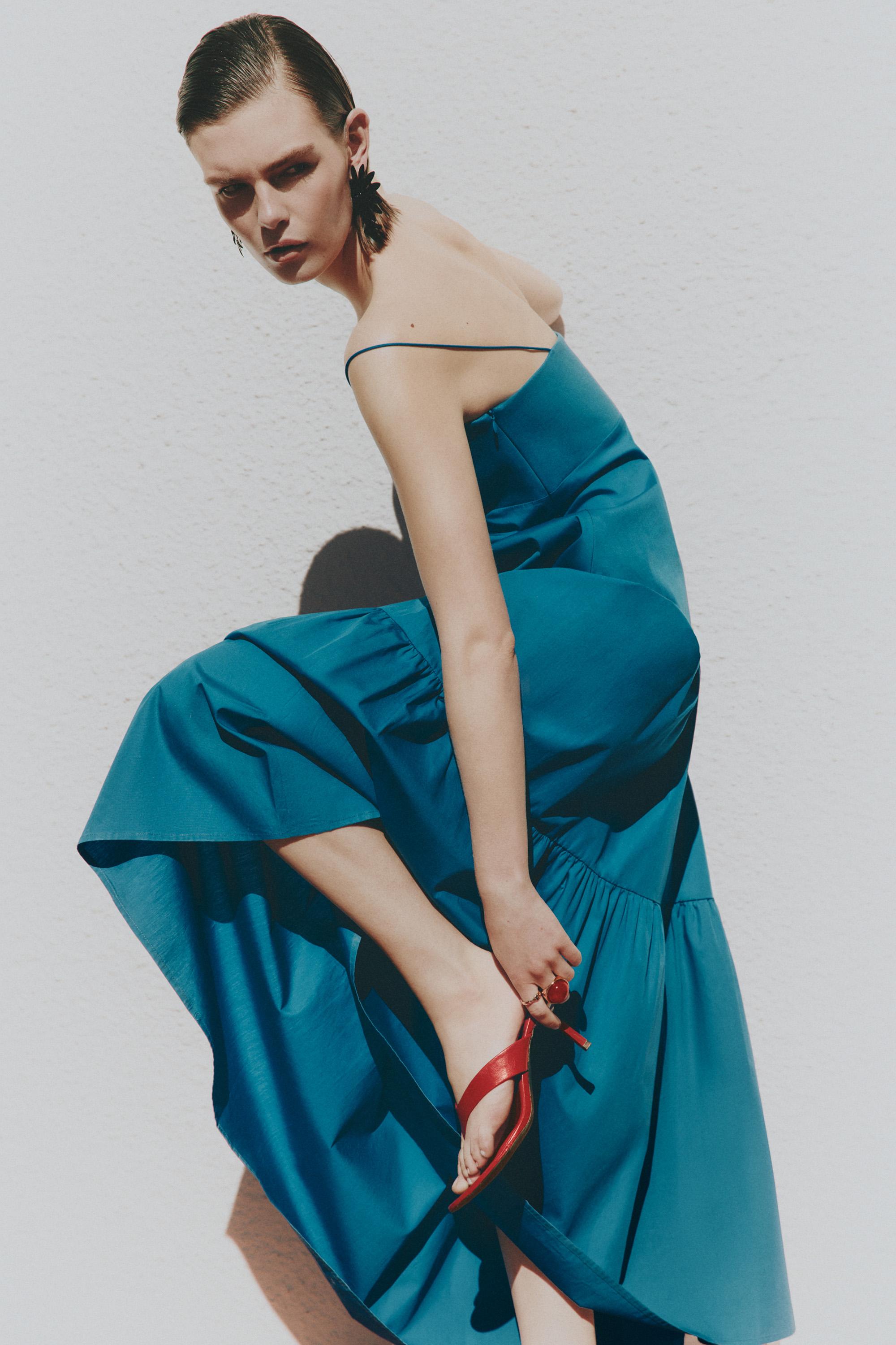 Midi dress with straps — DEEP BLUE