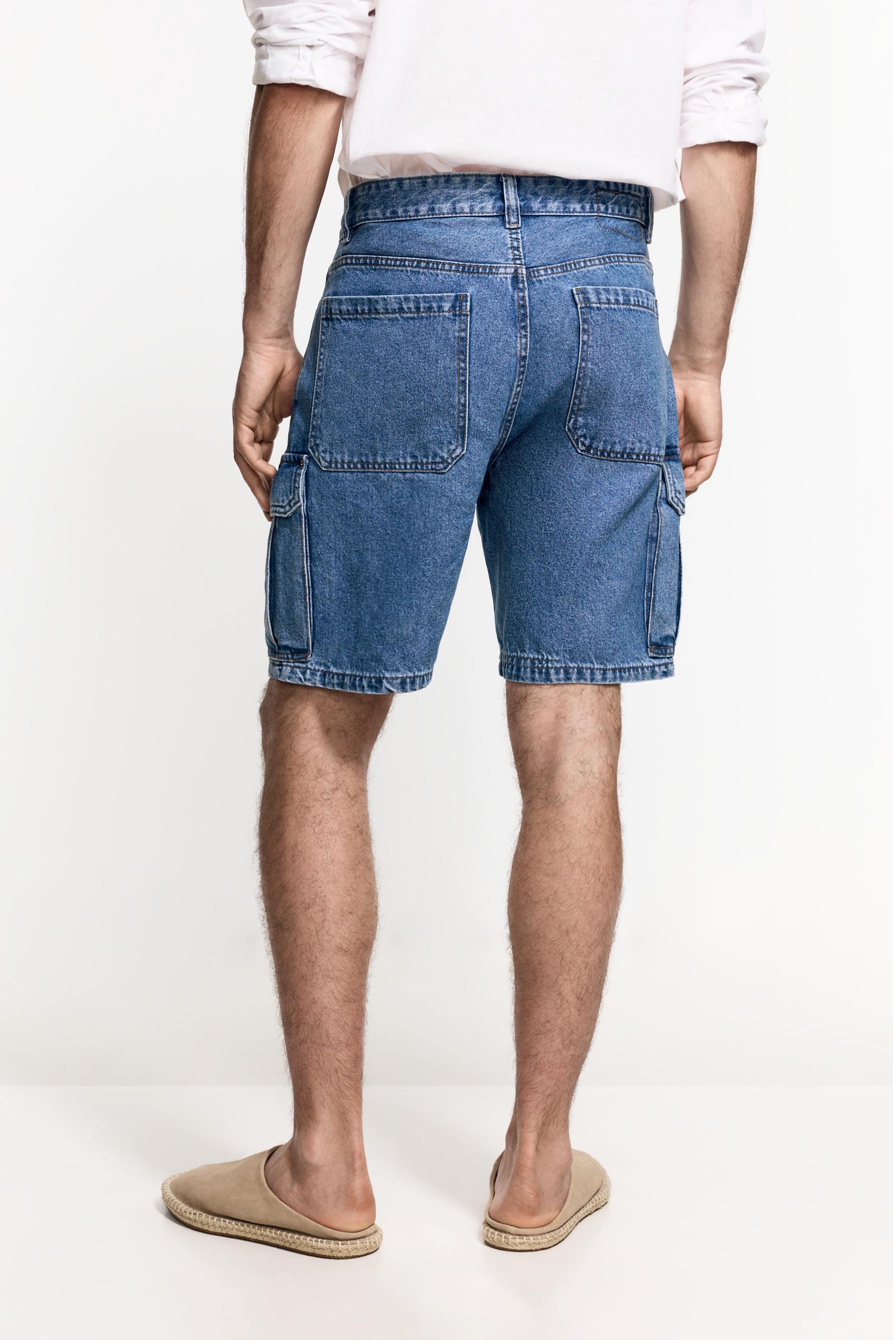 Denim cargo Bermuda shorts — INDIGO