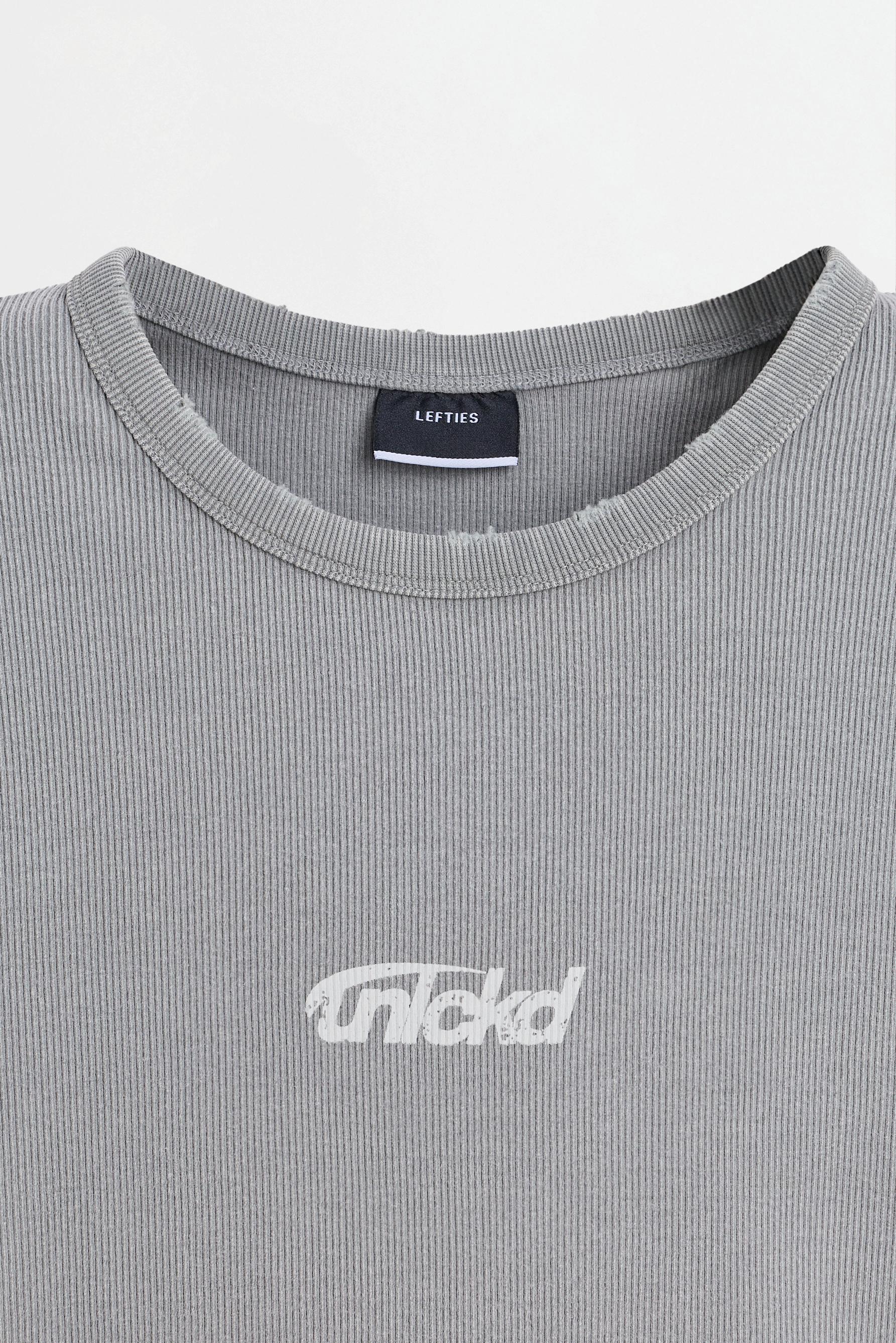 Ribbed Printed T-shirt — GREYISH