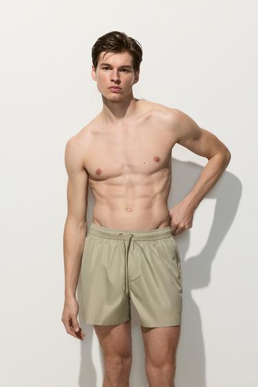 Basic regular fit swim shorts — PALE KHAKI 2
