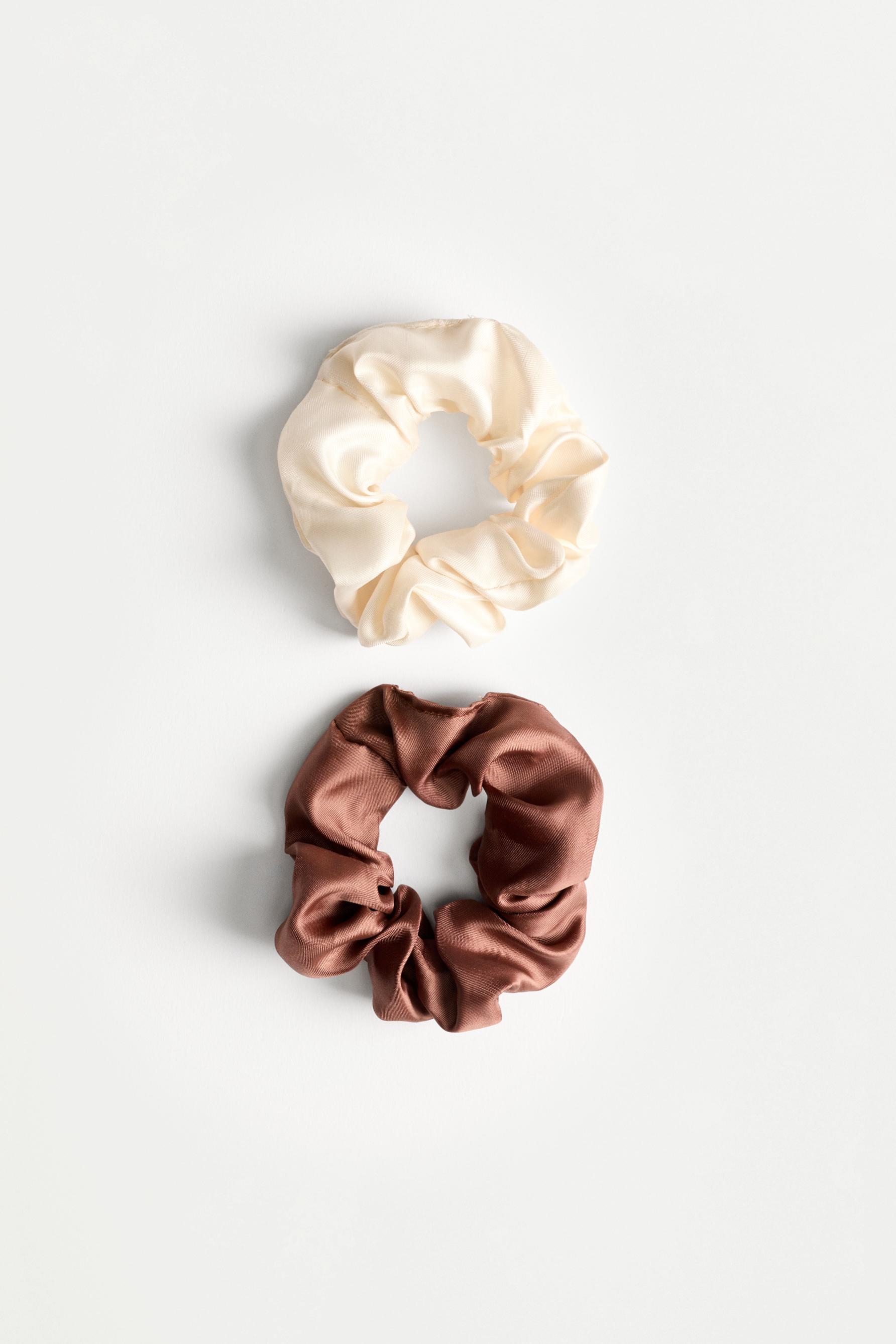 Satin Scrunchies (5-Pack) — DARK BROWN