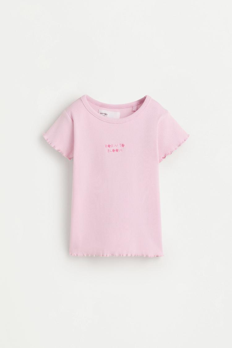 Embroidered ribbed T-shirt — PINK