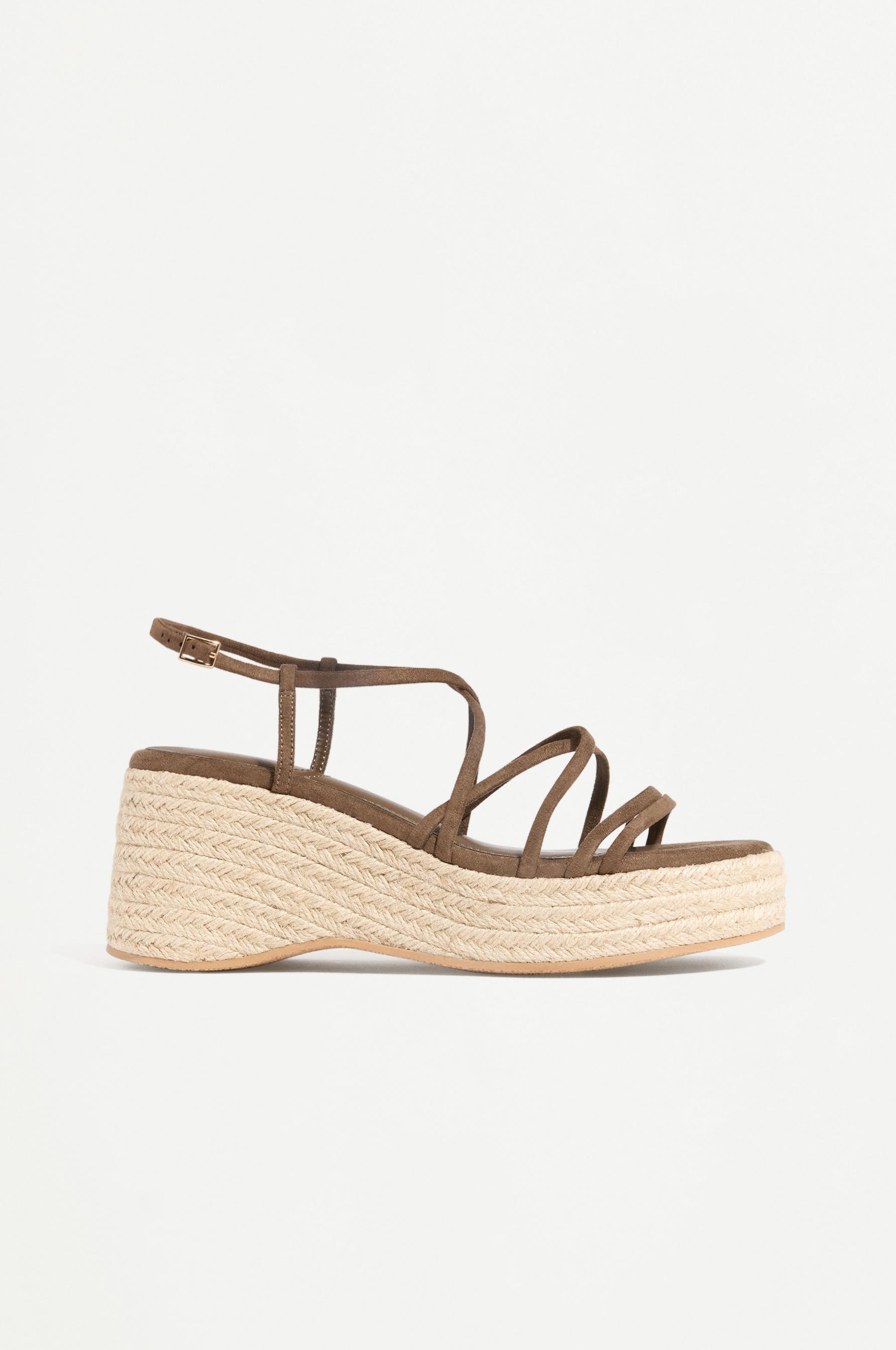 Jute strap wedge sandal — BROWN