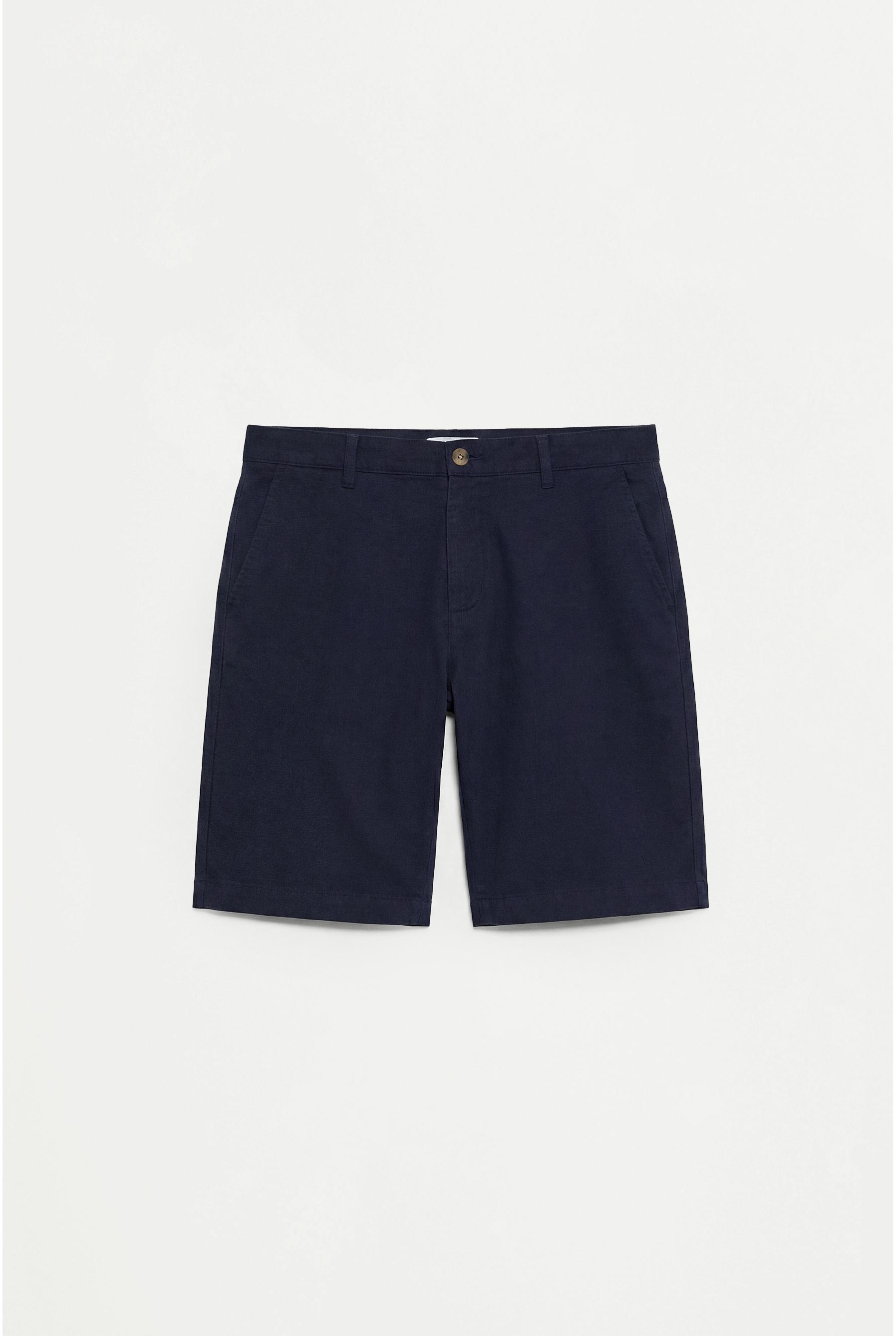Cotton-linen chino Bermuda shorts — DARK BLUE