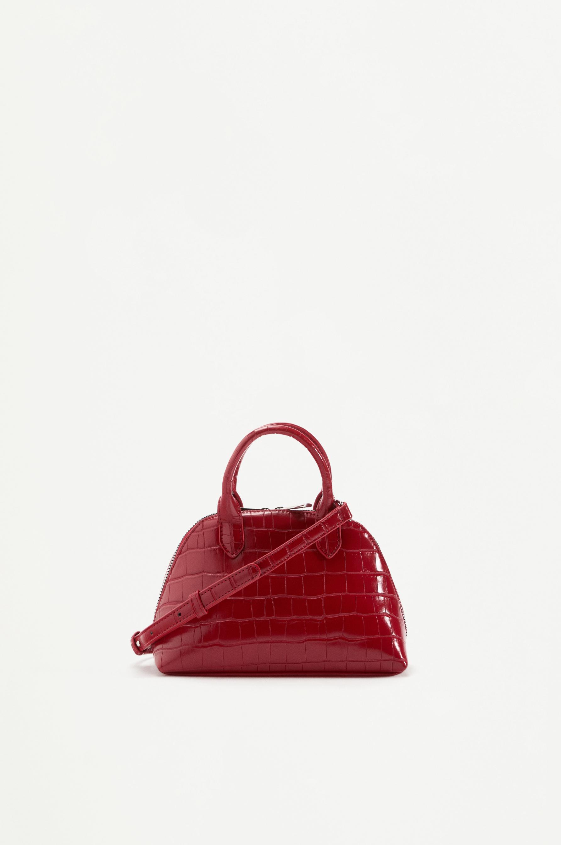 Crocodile-effect crossbody bag — RED