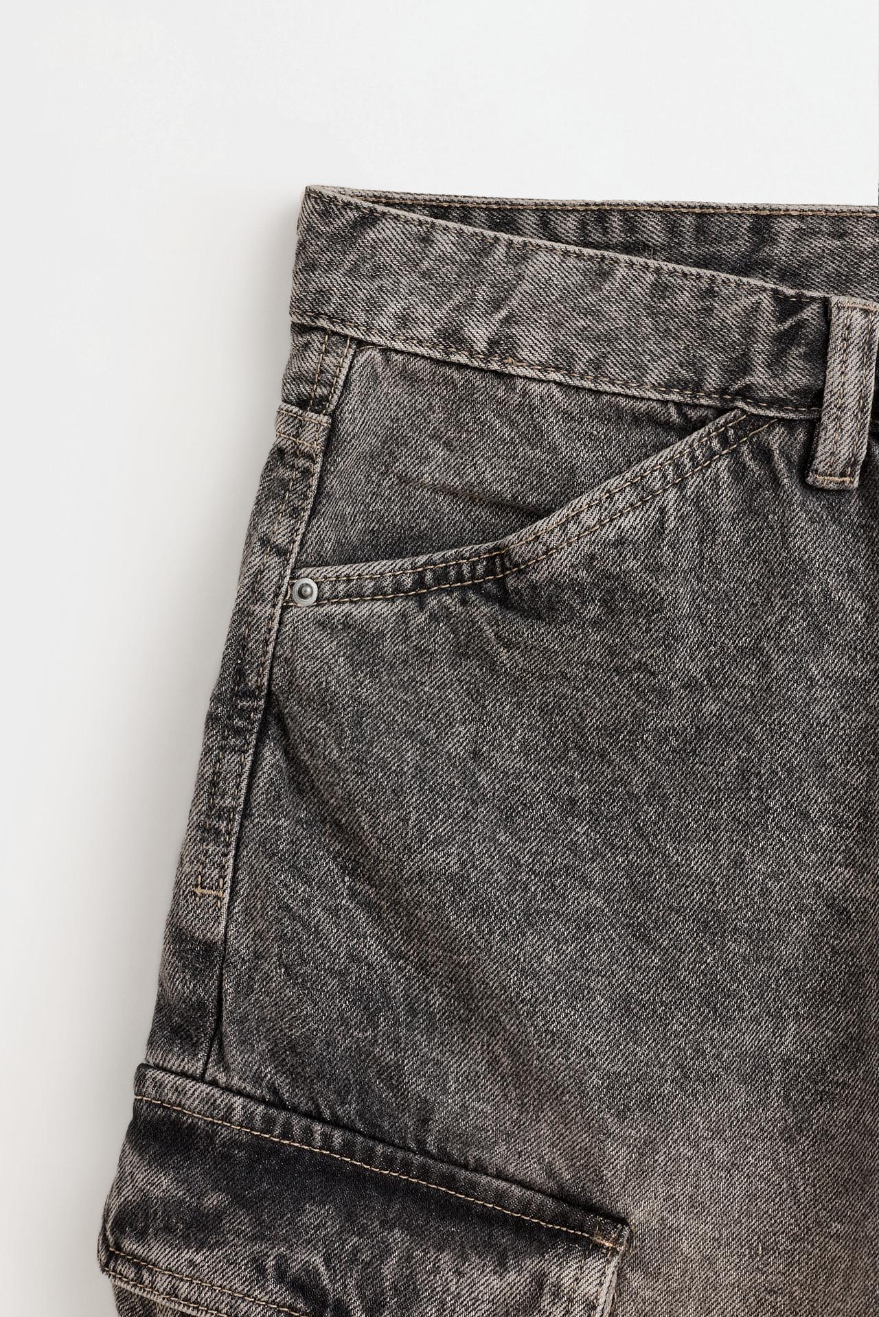 Denim cargo Bermuda shorts — CHARCOAL