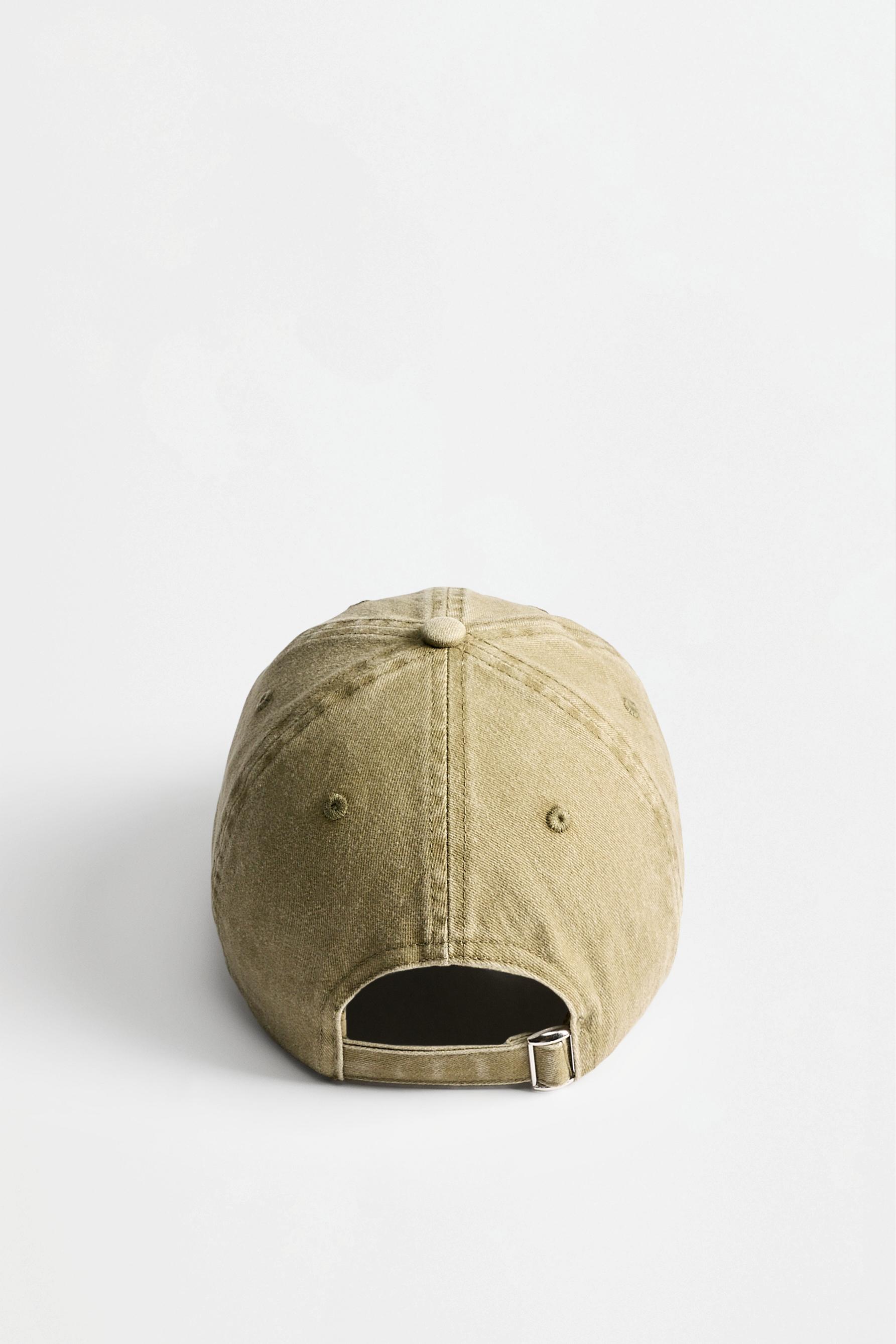 Faded-effect embroidered cap — MEDIUM GREEN