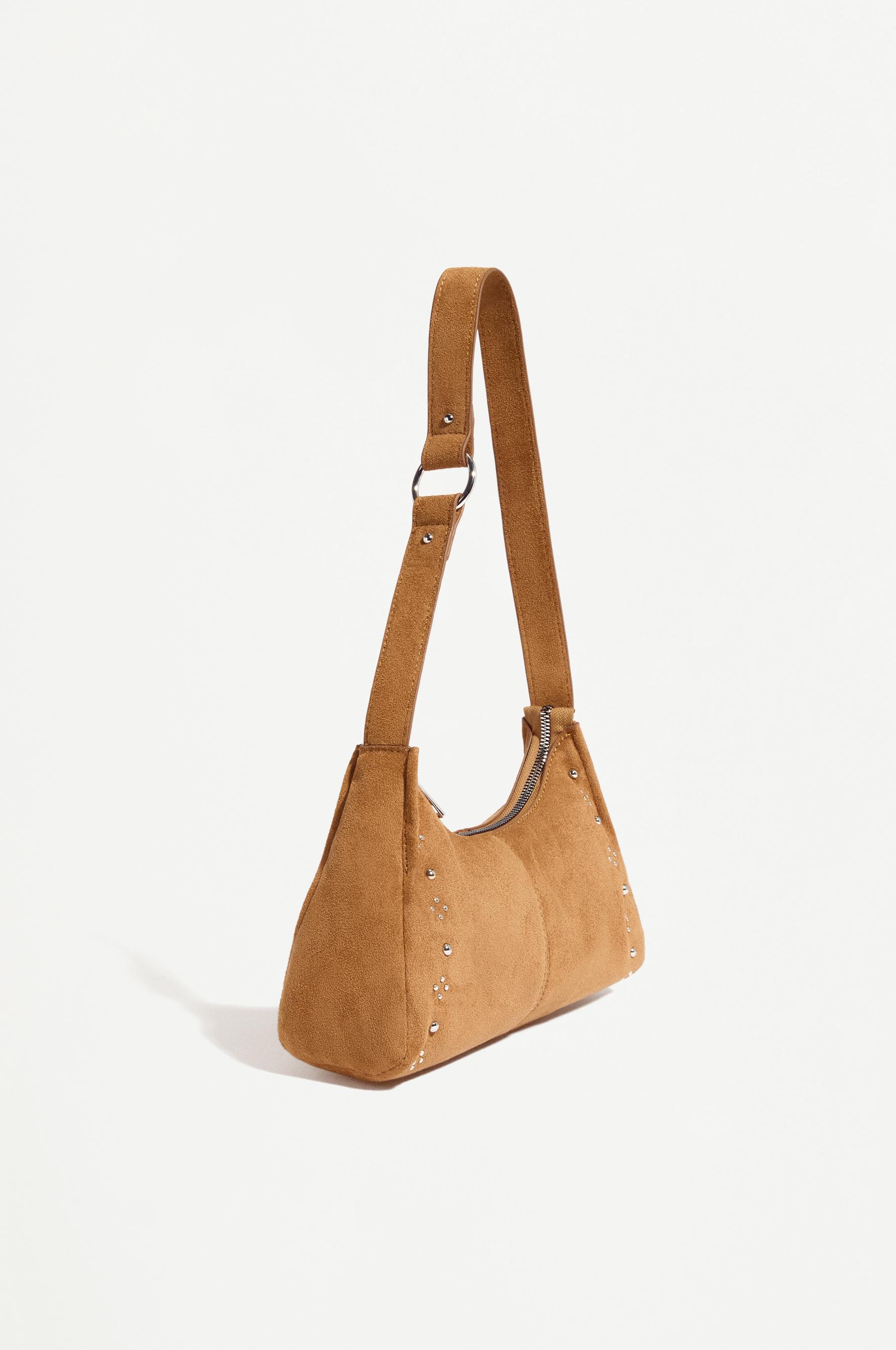 Studded shoulder bag — CAMEL