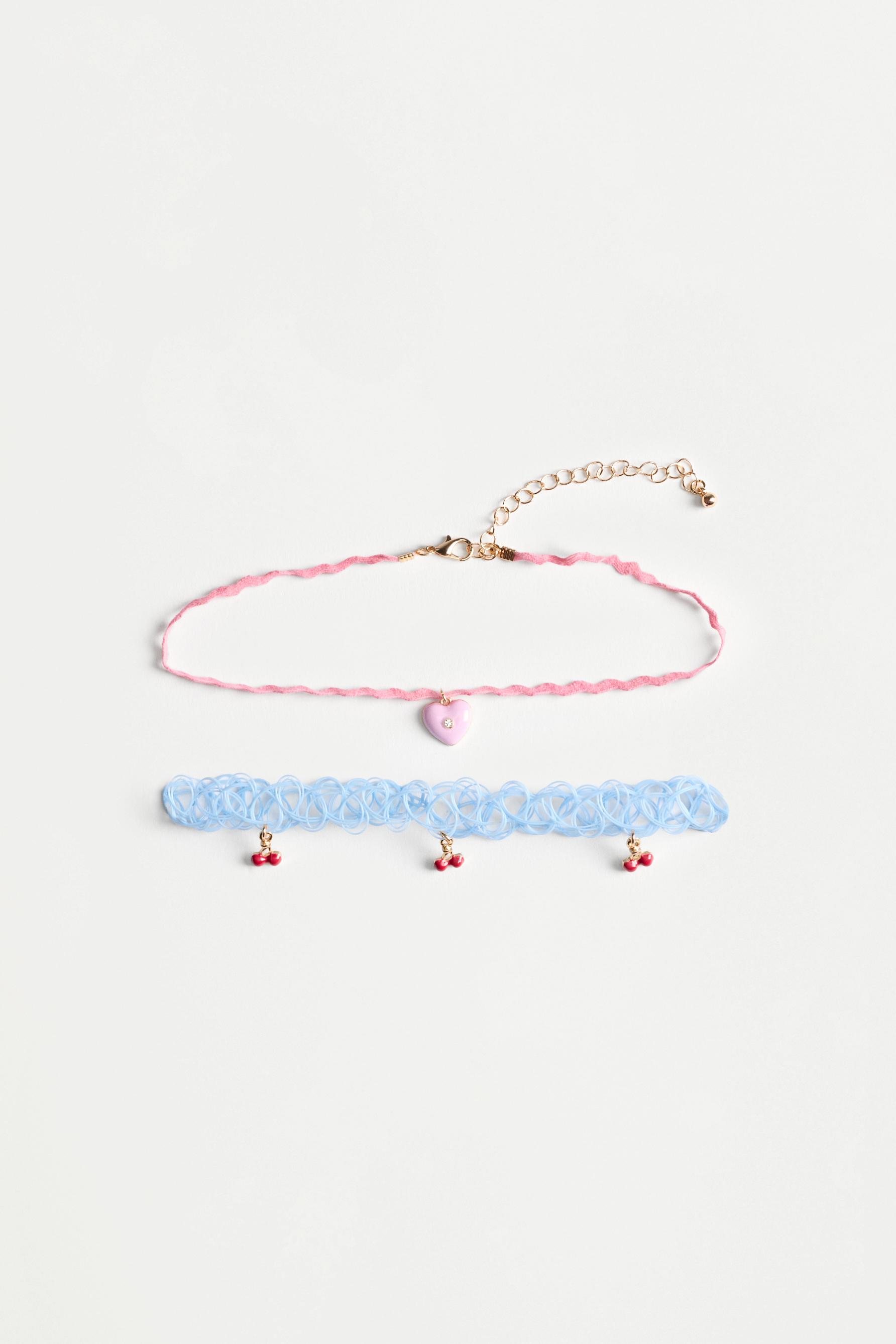 Heart and cherry choker set (2-pack) — BLUE