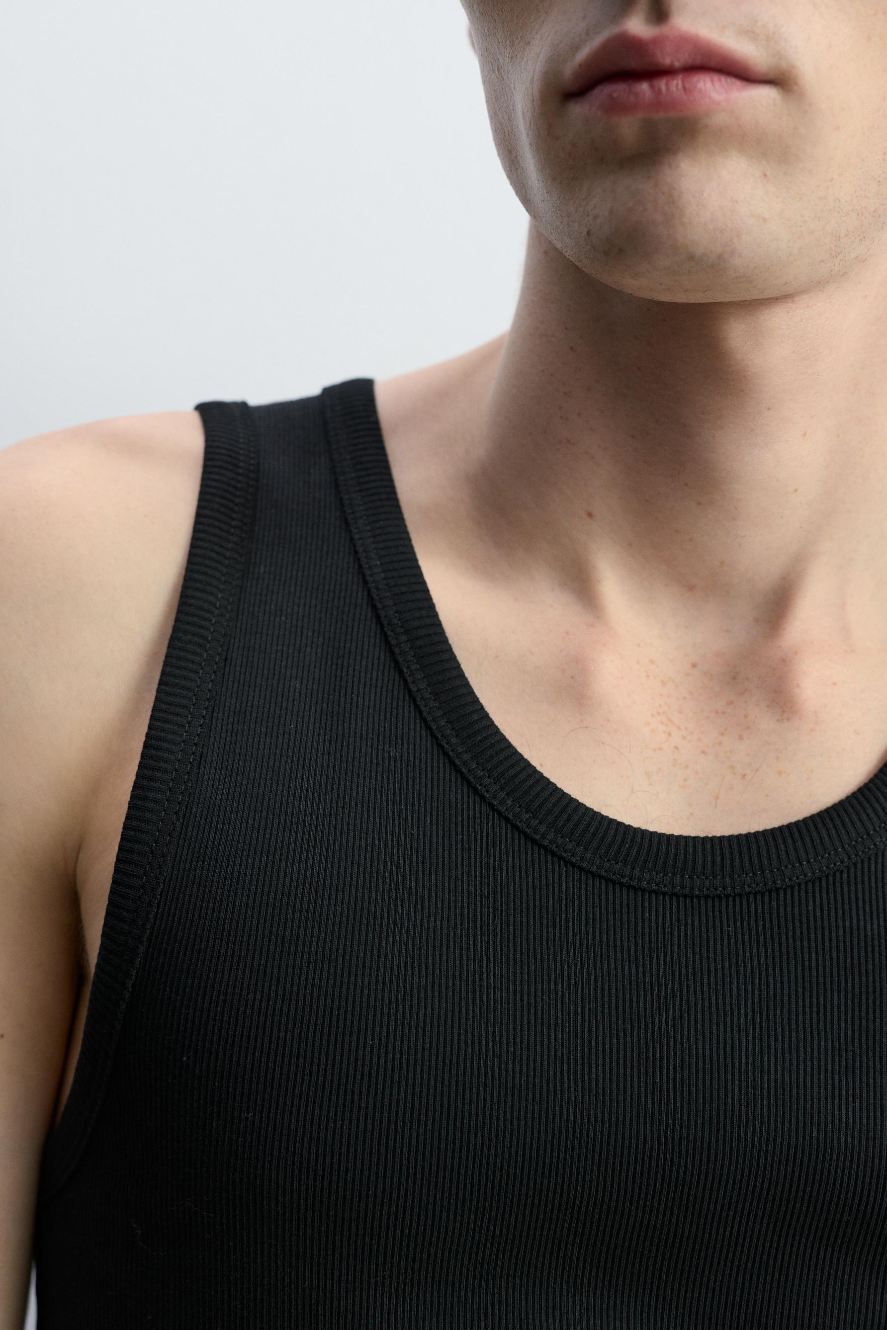 Ribbed vest top — BLACK