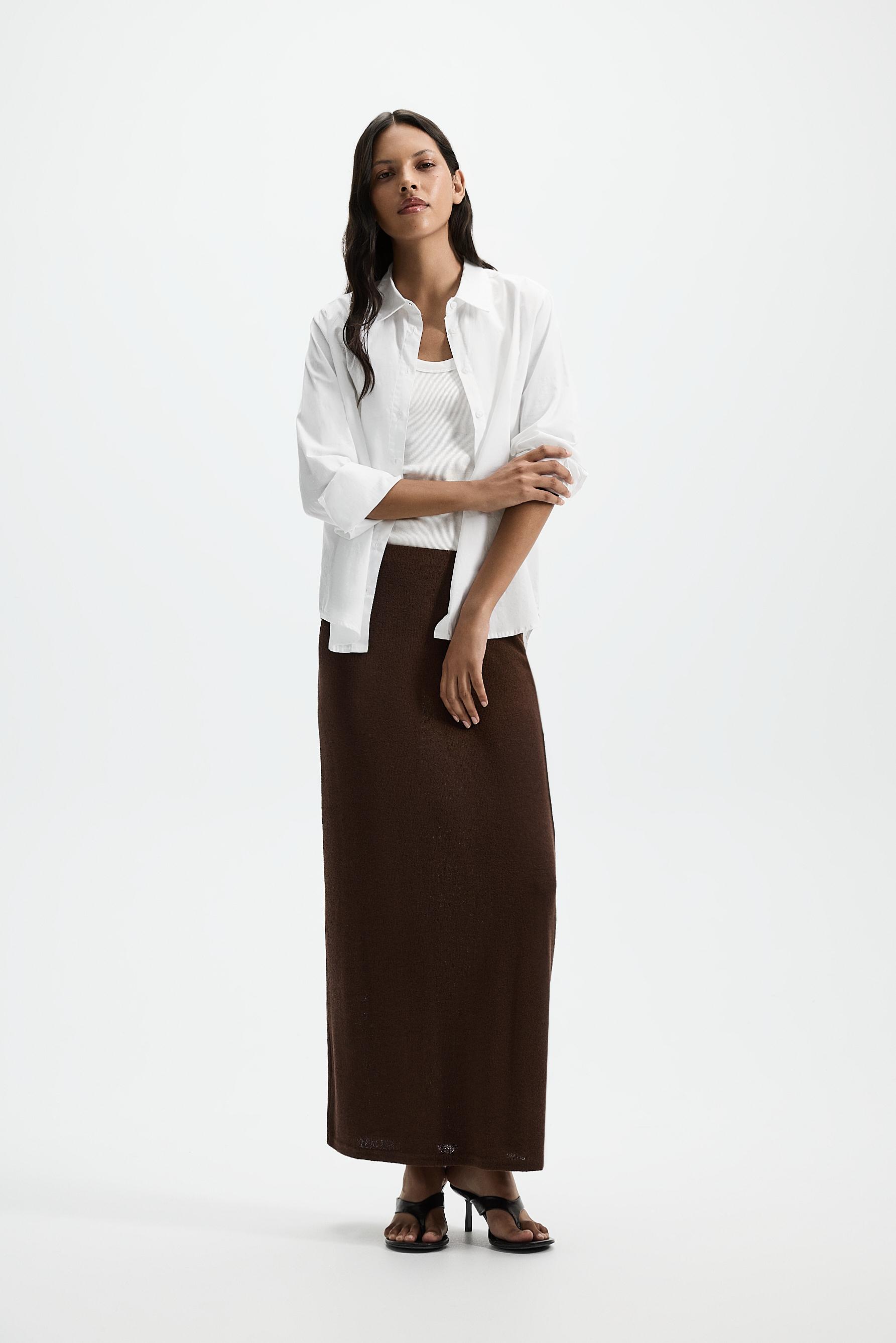 Rustic midi skirt — CHOCOLATE