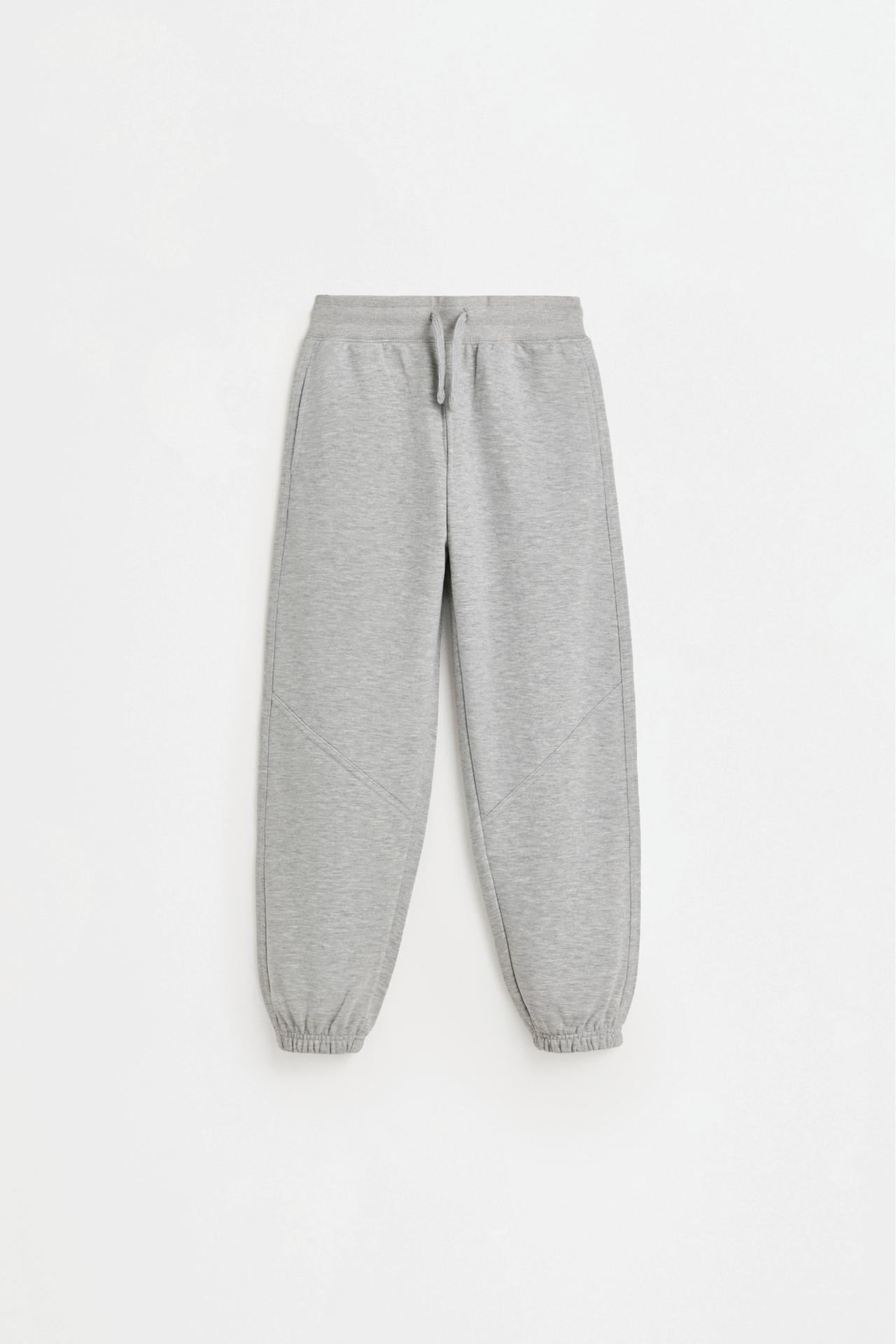 Plush trousers with knee stitching — GREY MARL