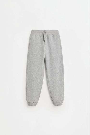 Plush trousers with knee stitching — GREY MARL 1