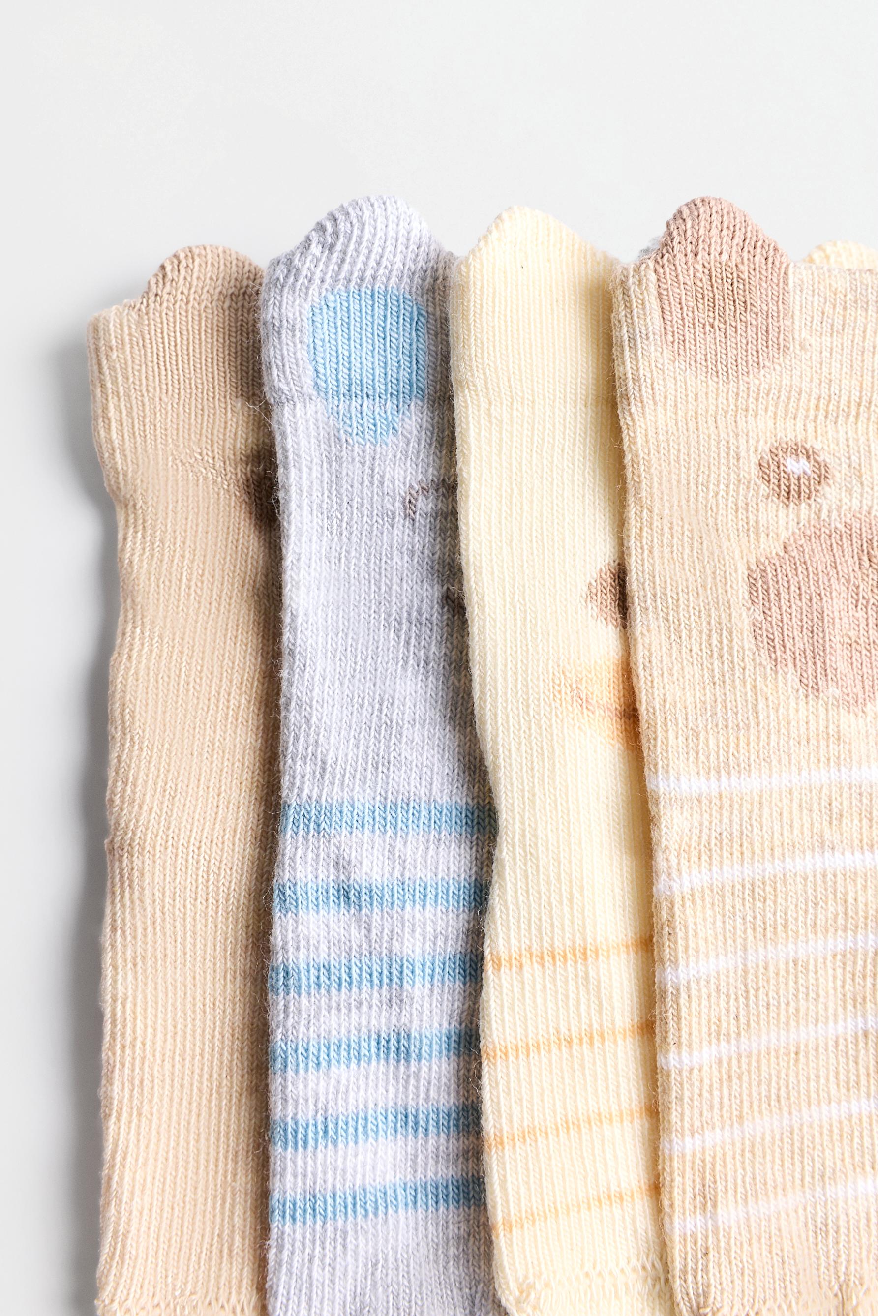 Animal ankle socks (4-pack) — GREY/CAMEL