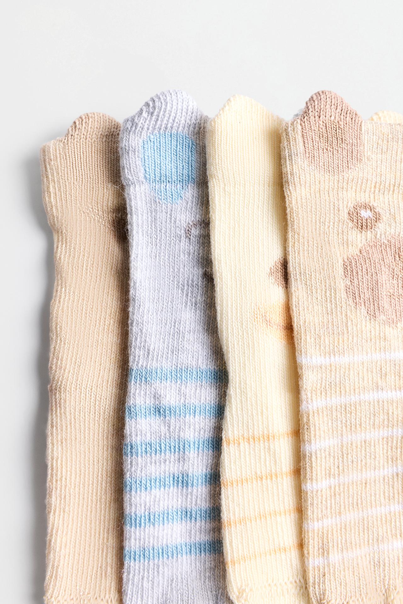 Animal ankle socks (4-pack) — GREY/CAMEL
