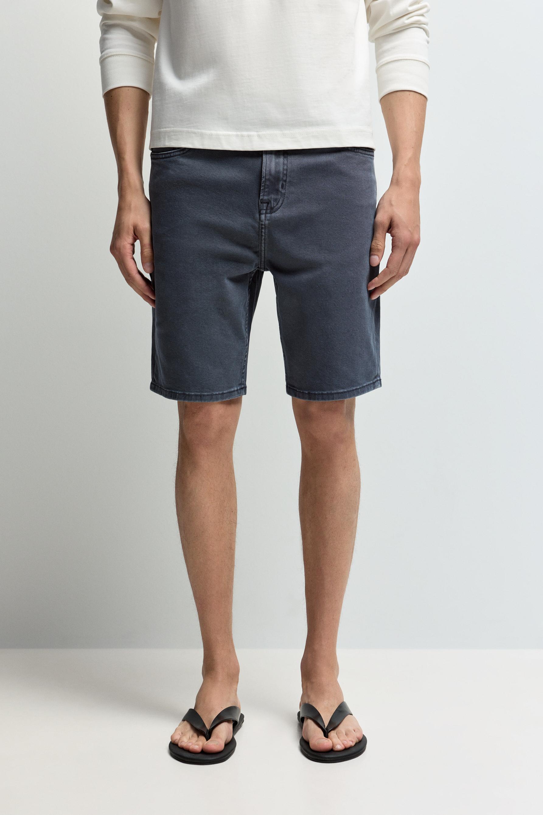 Slim denim Bermuda shorts — INDIGO