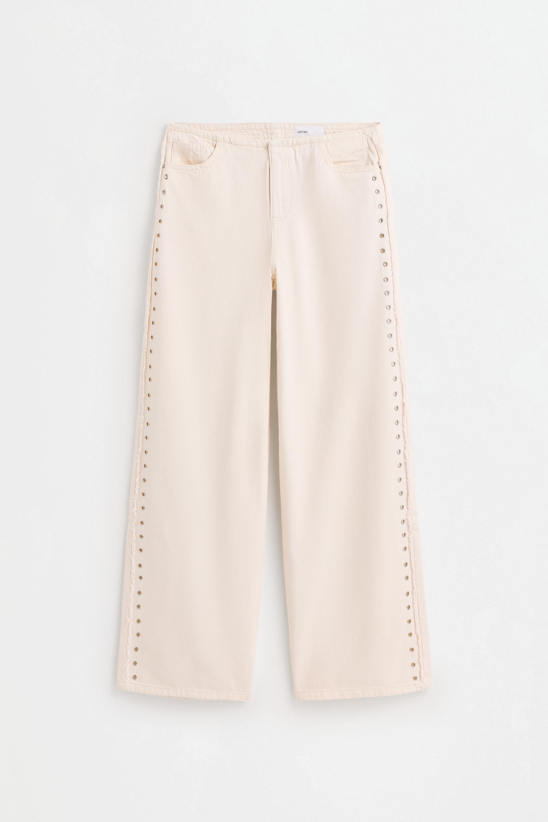 Wide-leg eyelet jeans — OFF WHITE