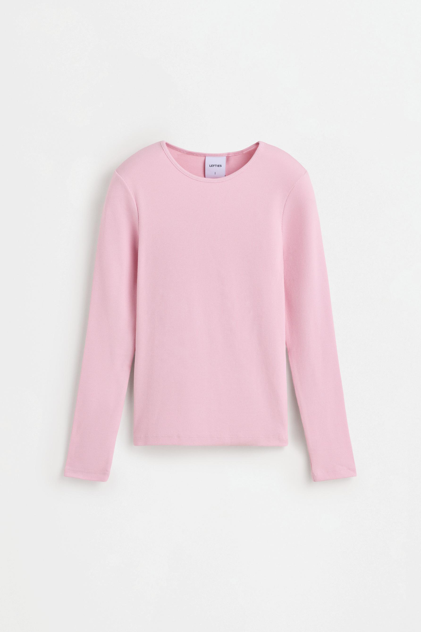 Ribbed long sleeve T-shirt — PASTEL PINK