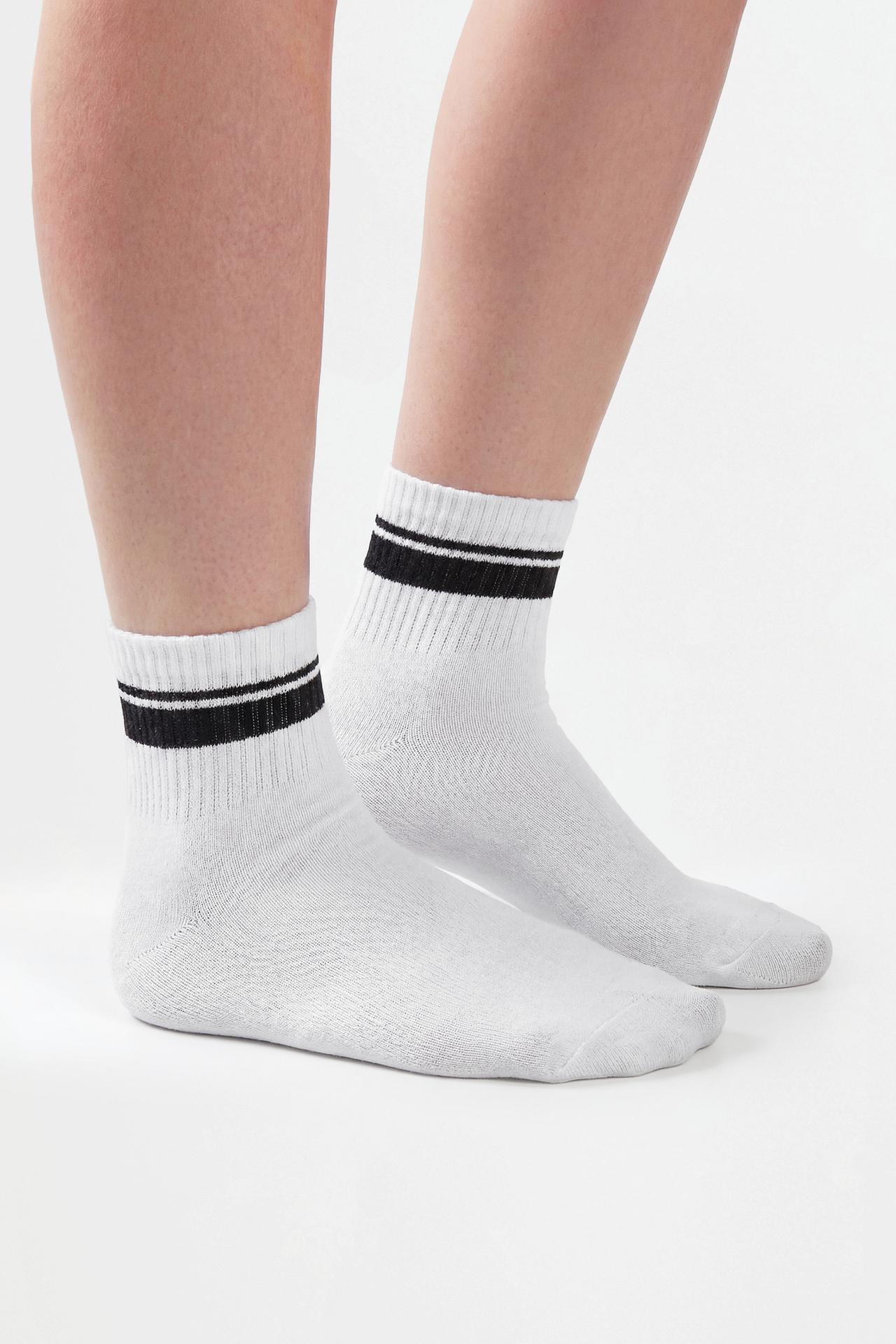 Striped ankle socks (5-pack) — WHITE/GREY