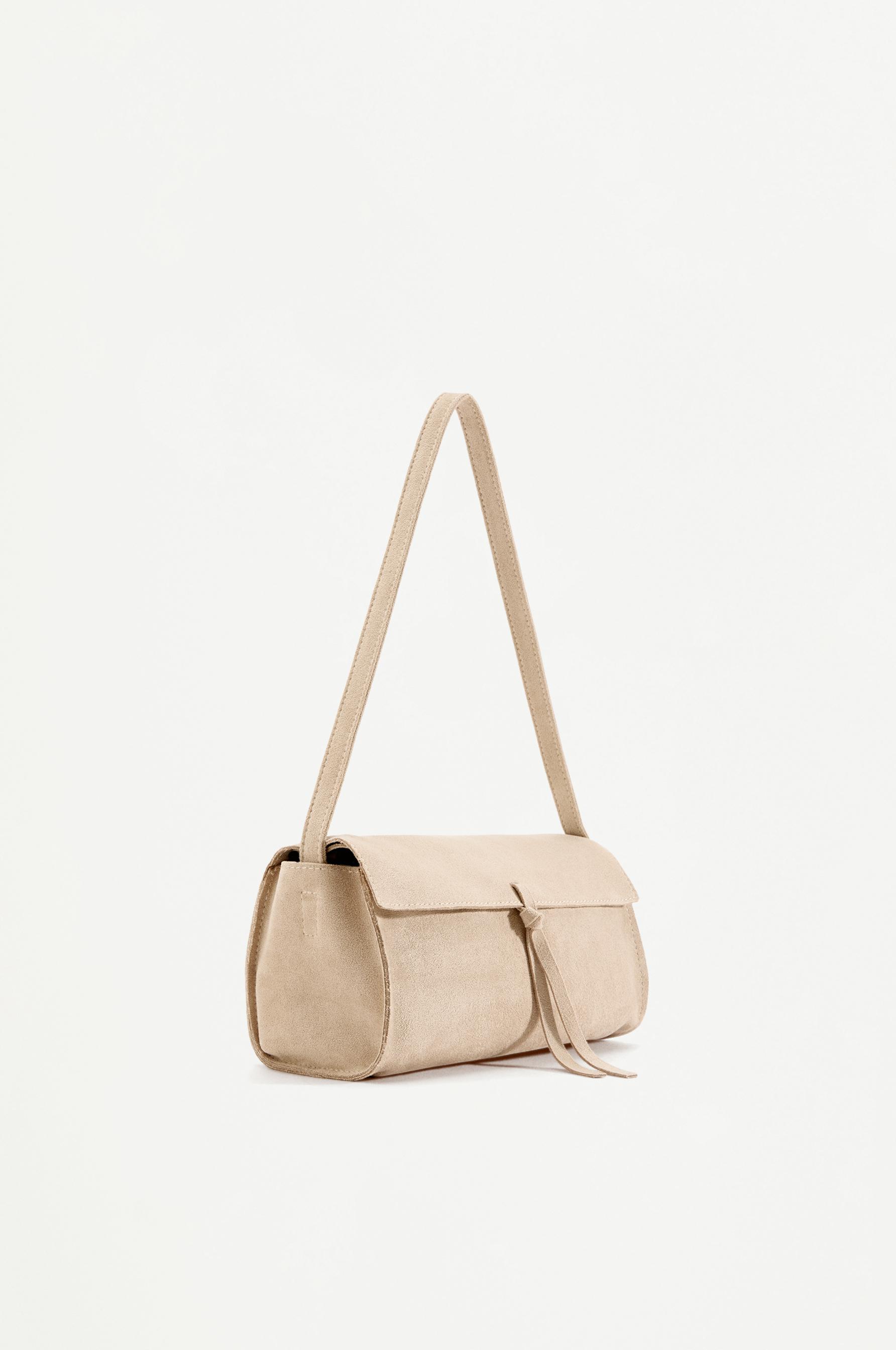 Faux suede shoulder bag — ECRU