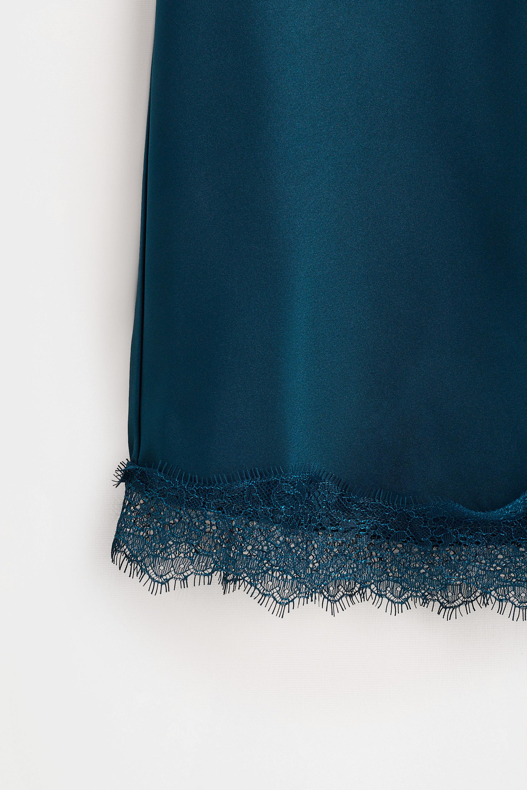 Satin lace short skirt — GREENISH BLUE
