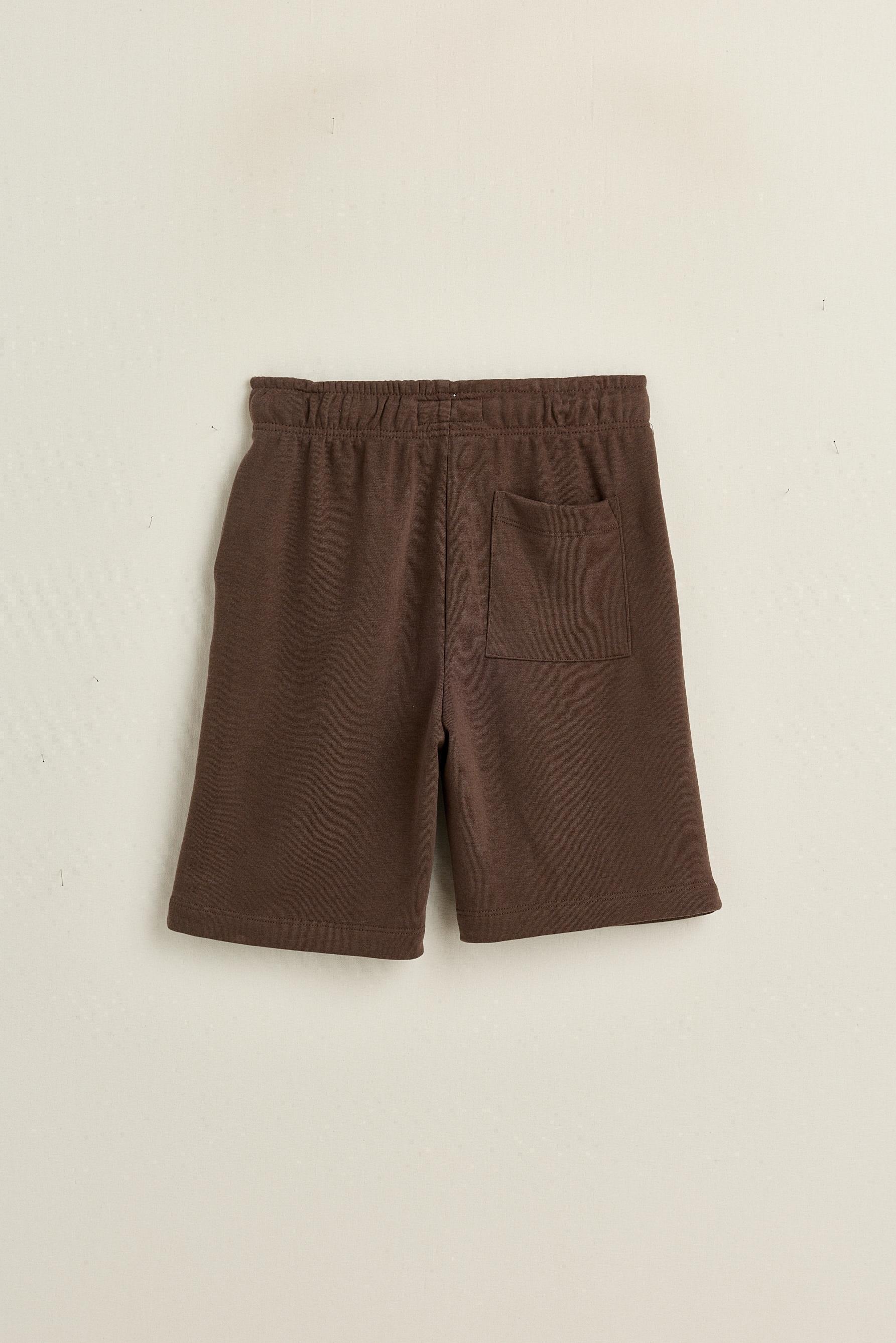Jogger plush Bermuda shorts — EARTH BROWN (alternate view)