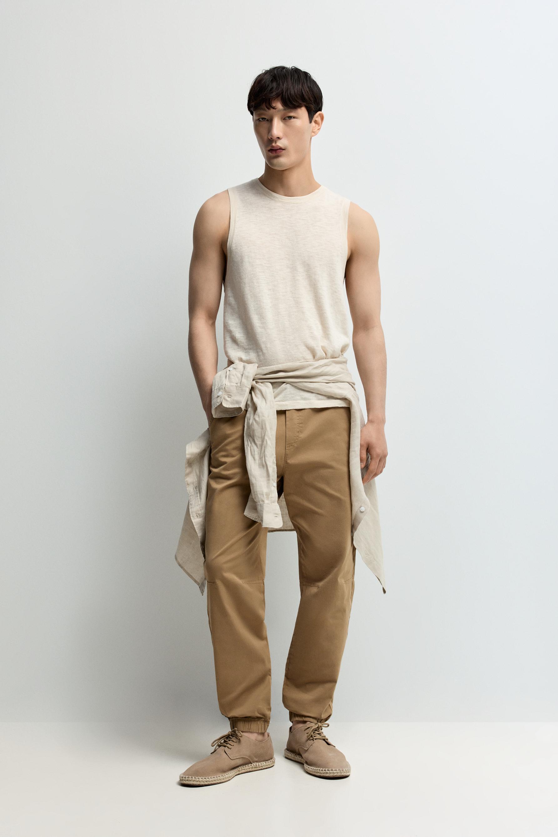 Elastic hem joggers — CAMEL