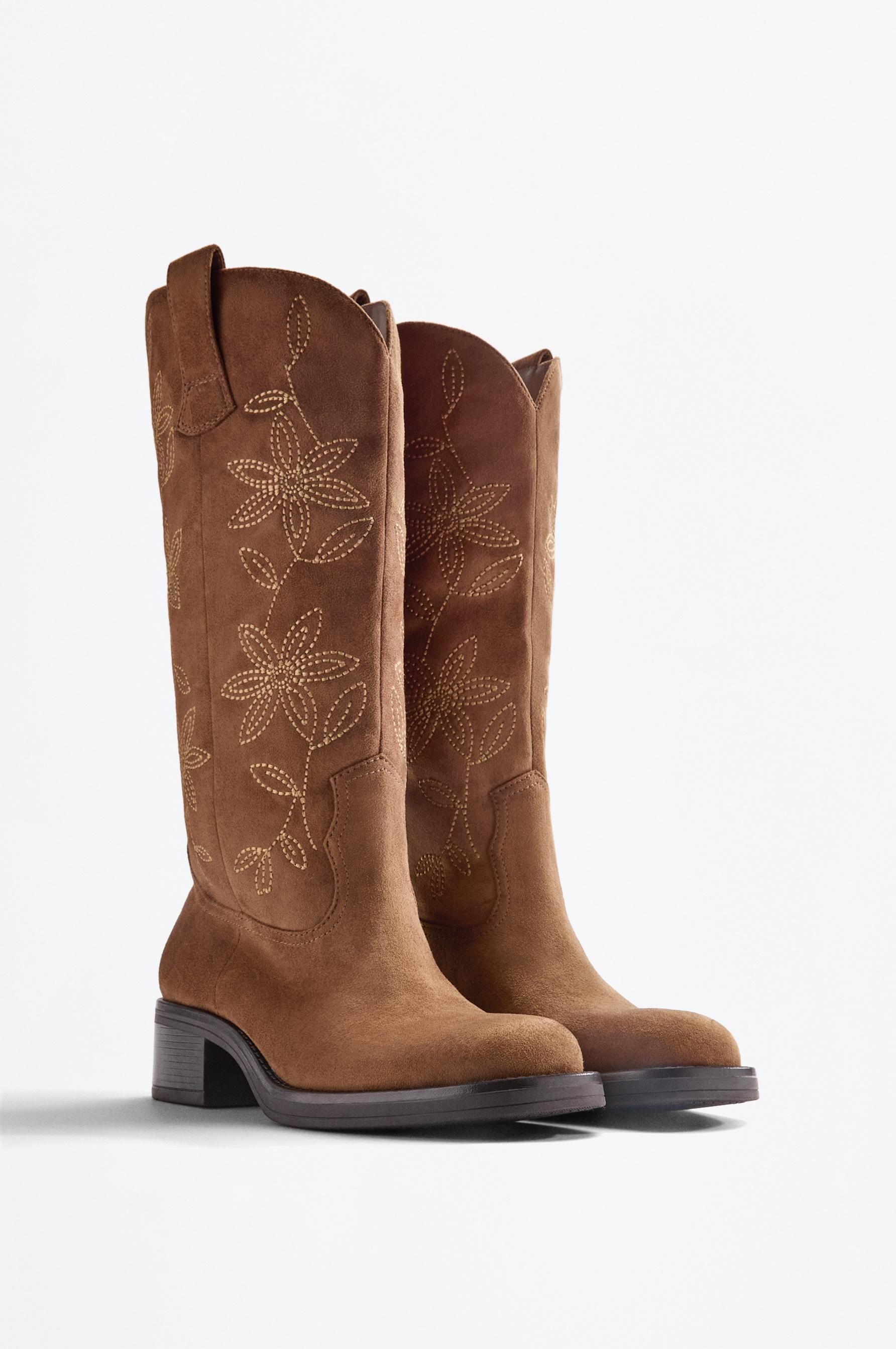 Western topstitched boot — LEATHER