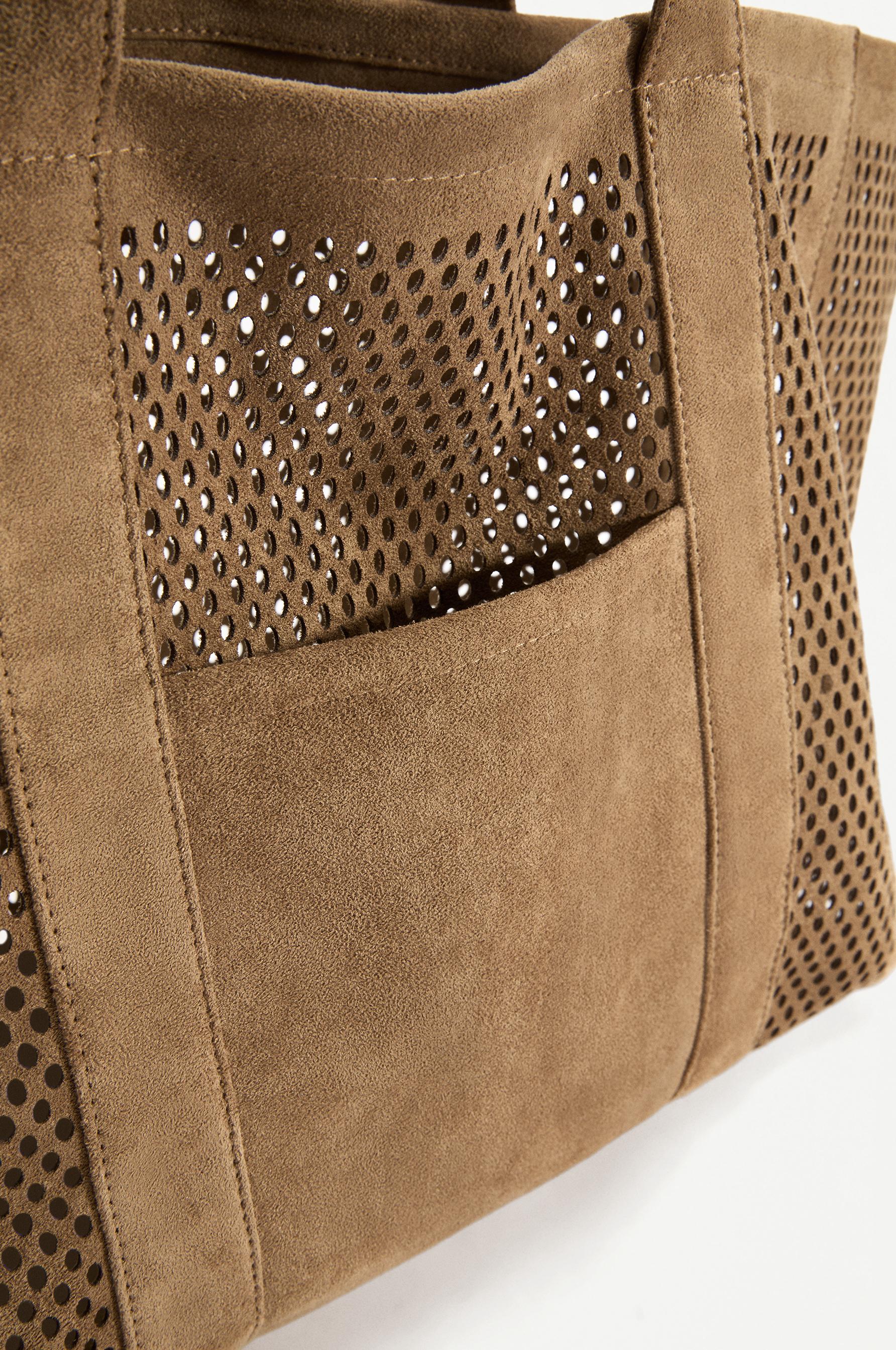 Openwork shopper bag — CAMEL