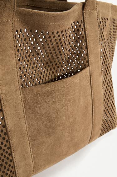 Openwork shopper bag — CAMEL 4