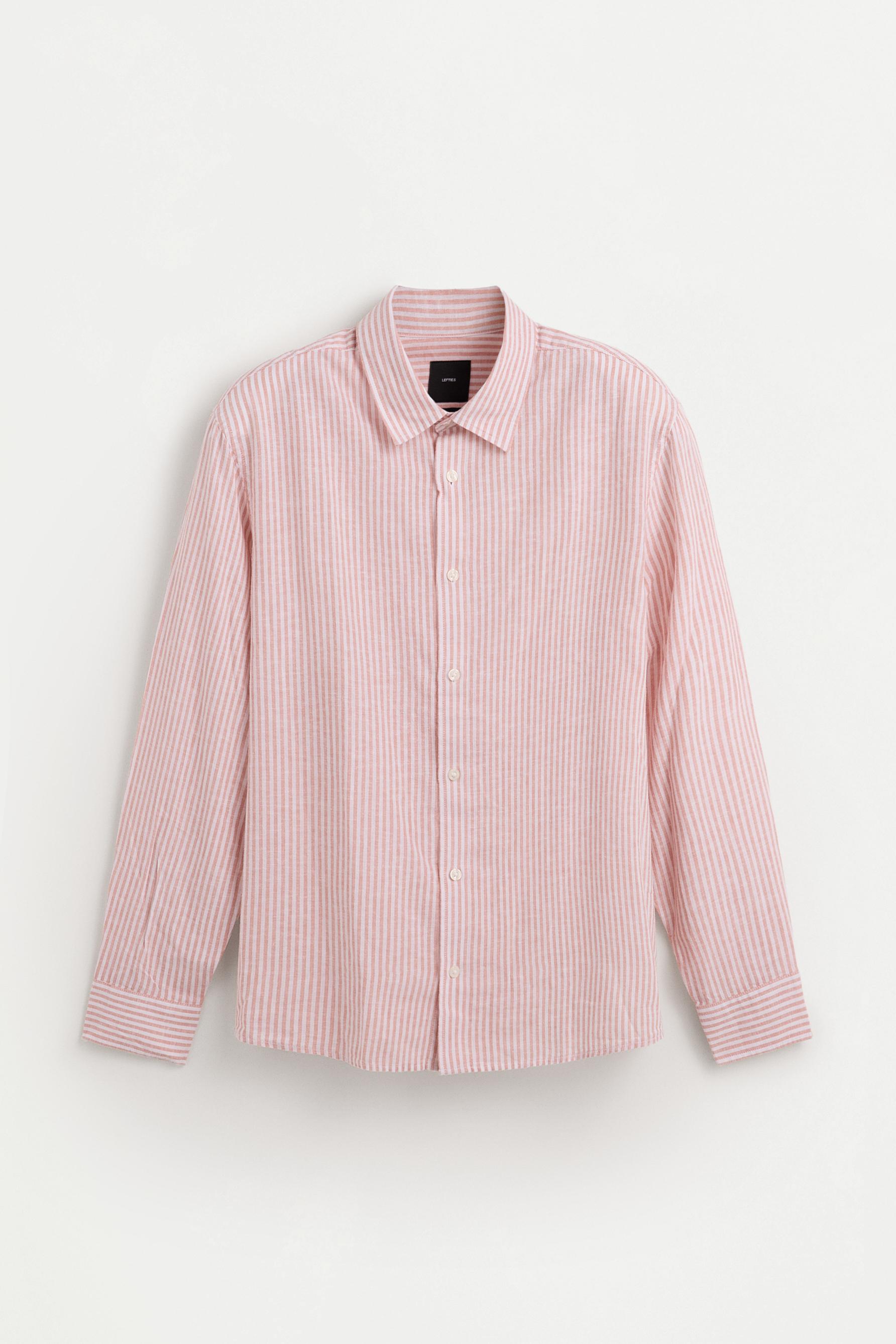 Cotton-linen striped shirt — LIGHT SALMON PINK