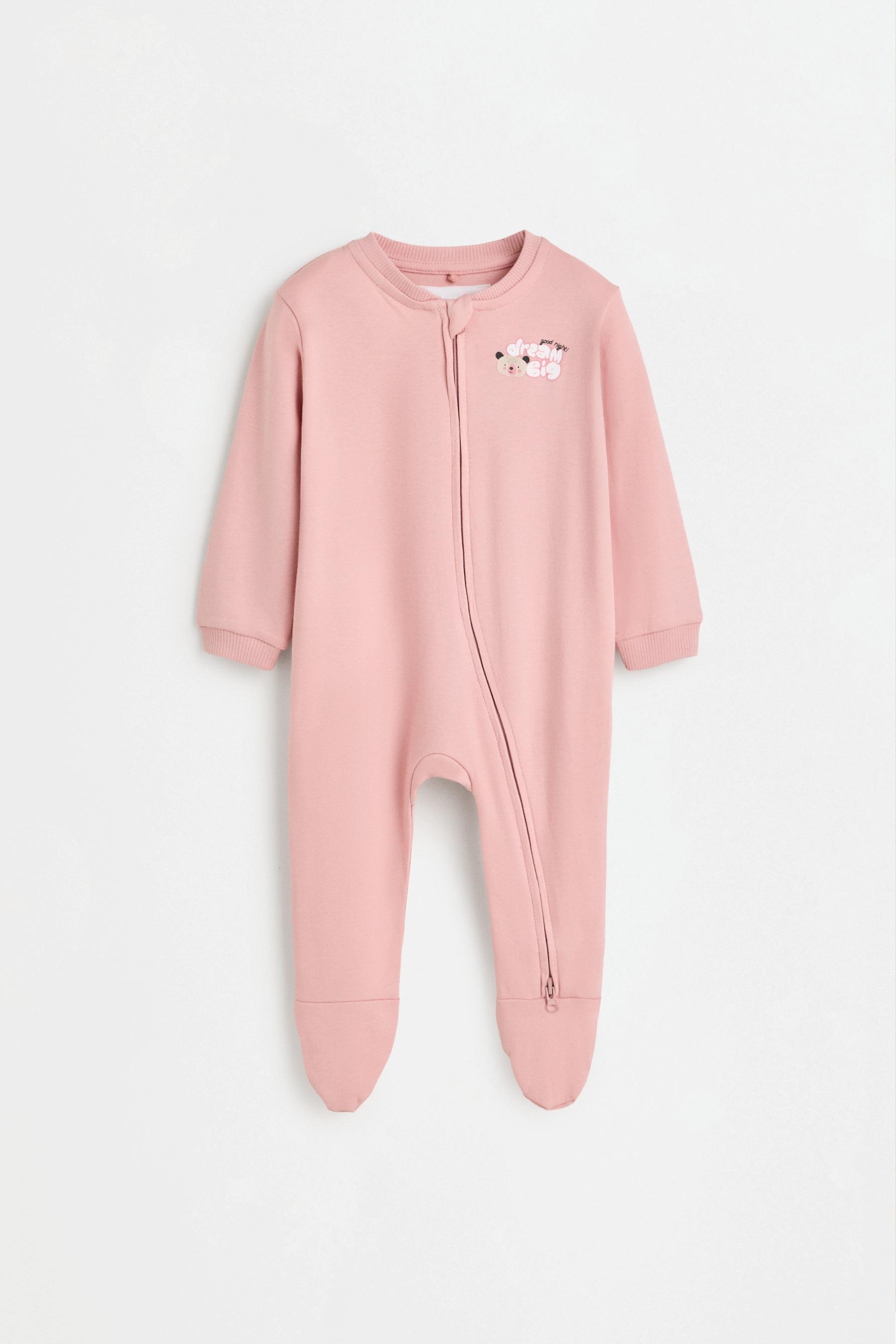 Pack of 2 all-over heart print sleepsuits — ROSE PINK