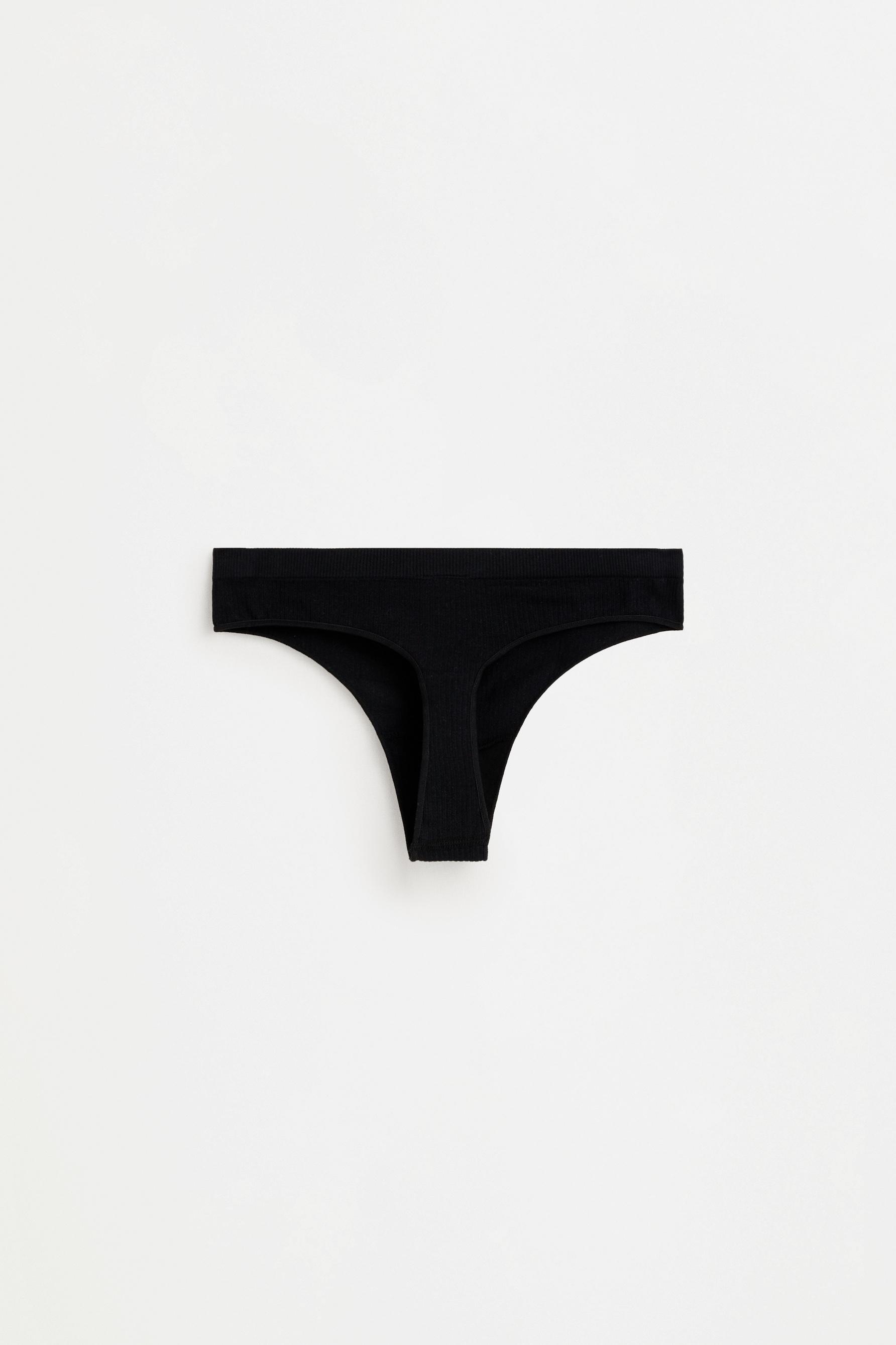 2-Pack seamless ribbed thongs — BLACK